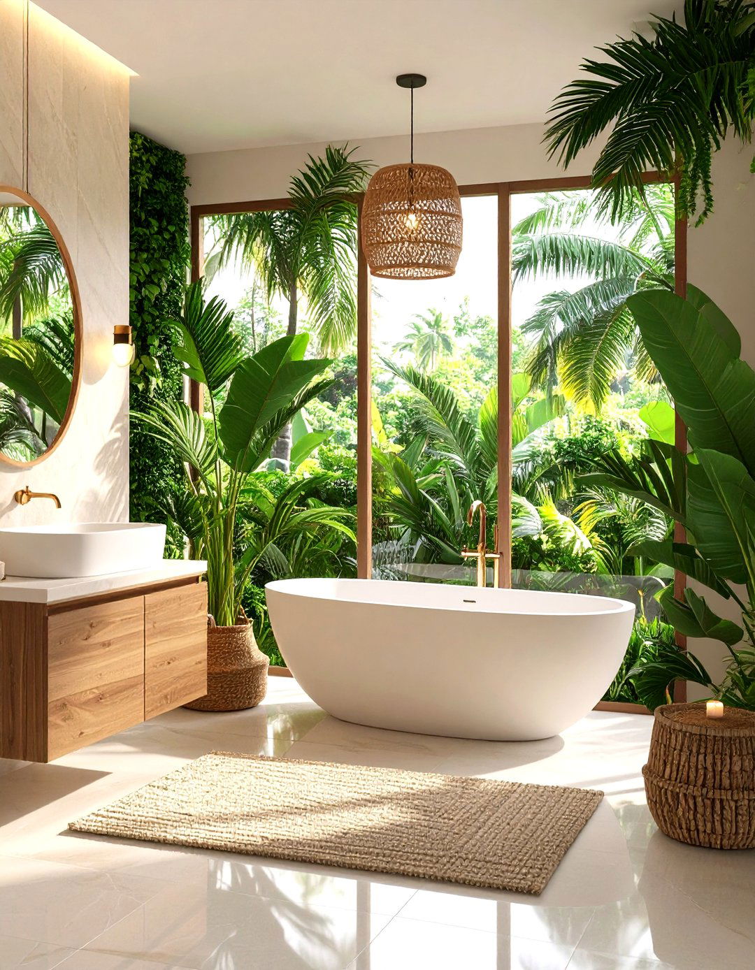 Tropical Palm Paradise - 24 Greenhouse Bathroom Ideas