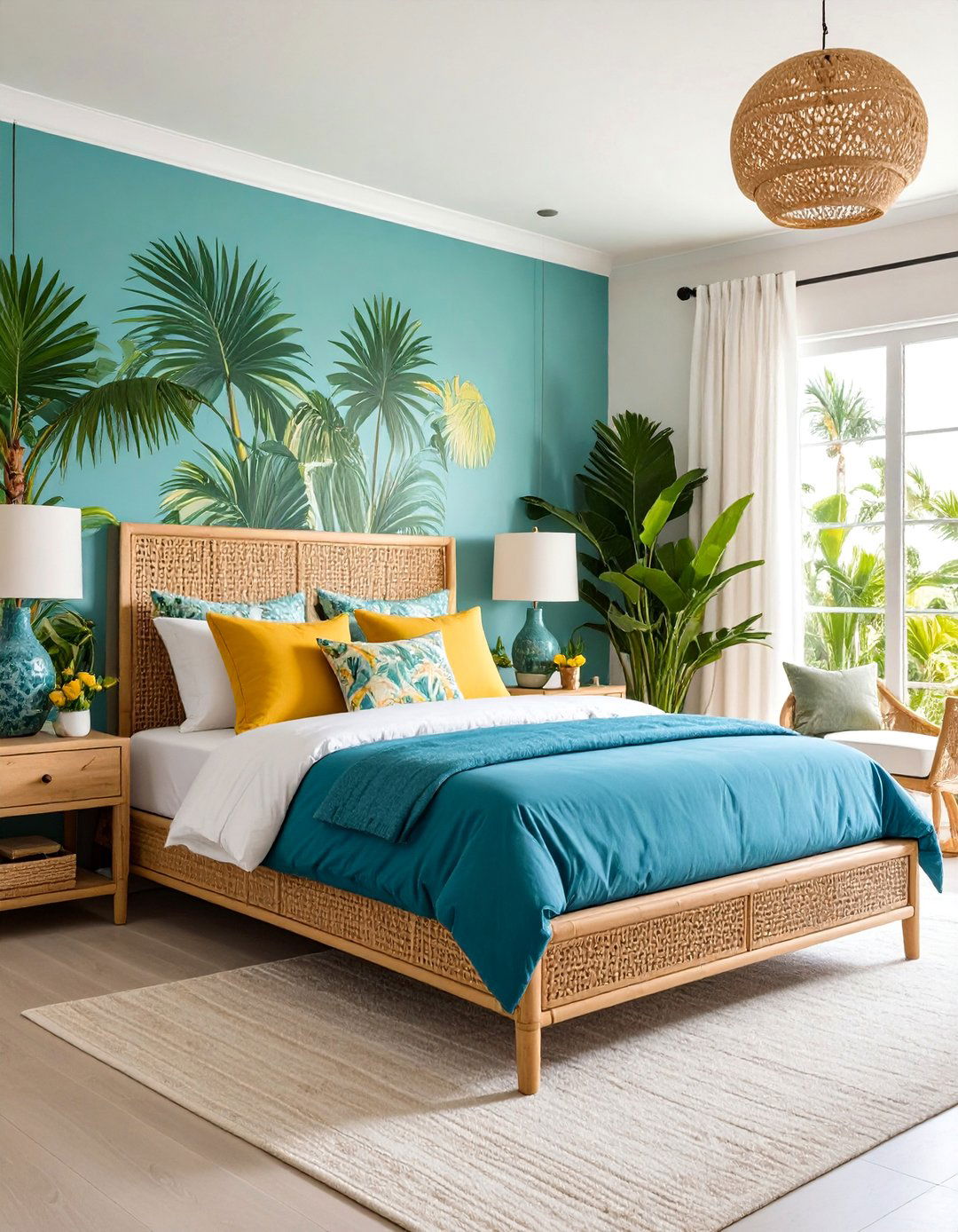 Tropical Palm Print Oasis - 24 80s Bedroom Ideas
