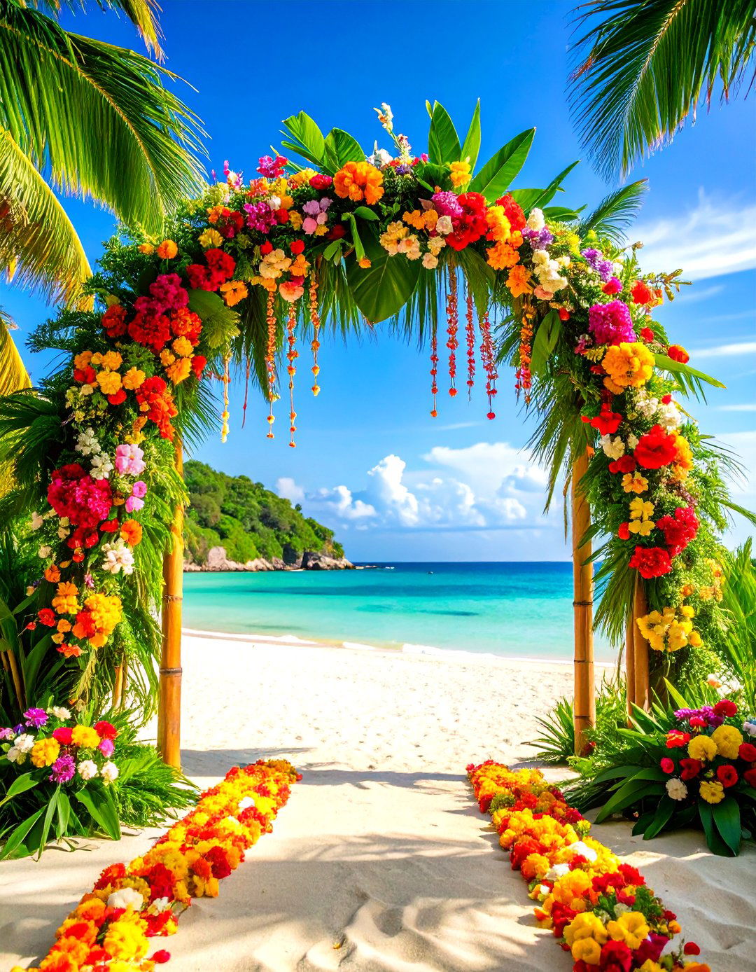 Tropical Palm Wedding Arch - 24 Wedding Arch Ideas