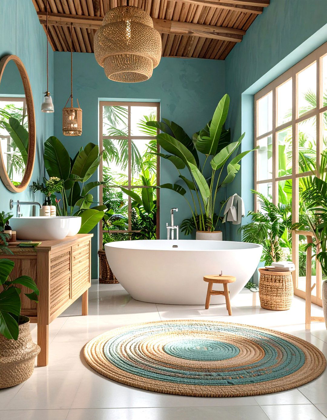 Tropical Paradise Bathroom Oasis - 24 Housewarming Decoration Ideas