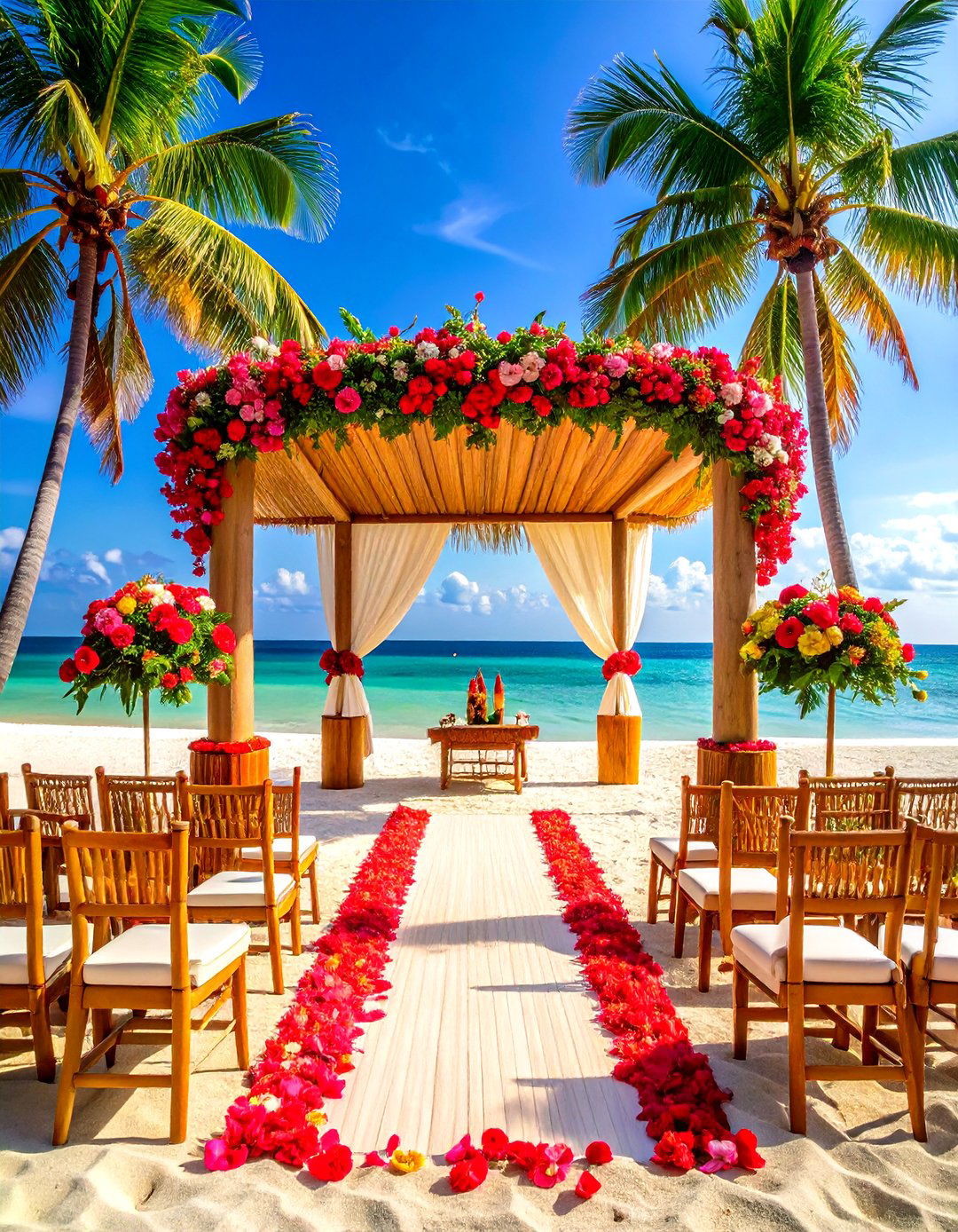 Tropical Paradise Beach Wedding with Palm Fronds - 24 Beach Wedding Ideas
