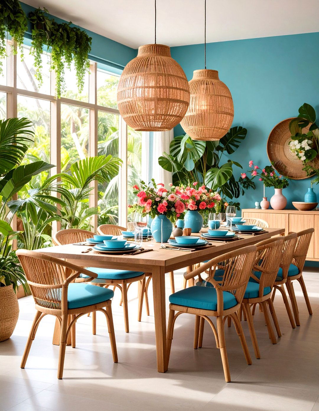 Tropical Paradise Dining Room - 24 Colorful Dining Room Ideas