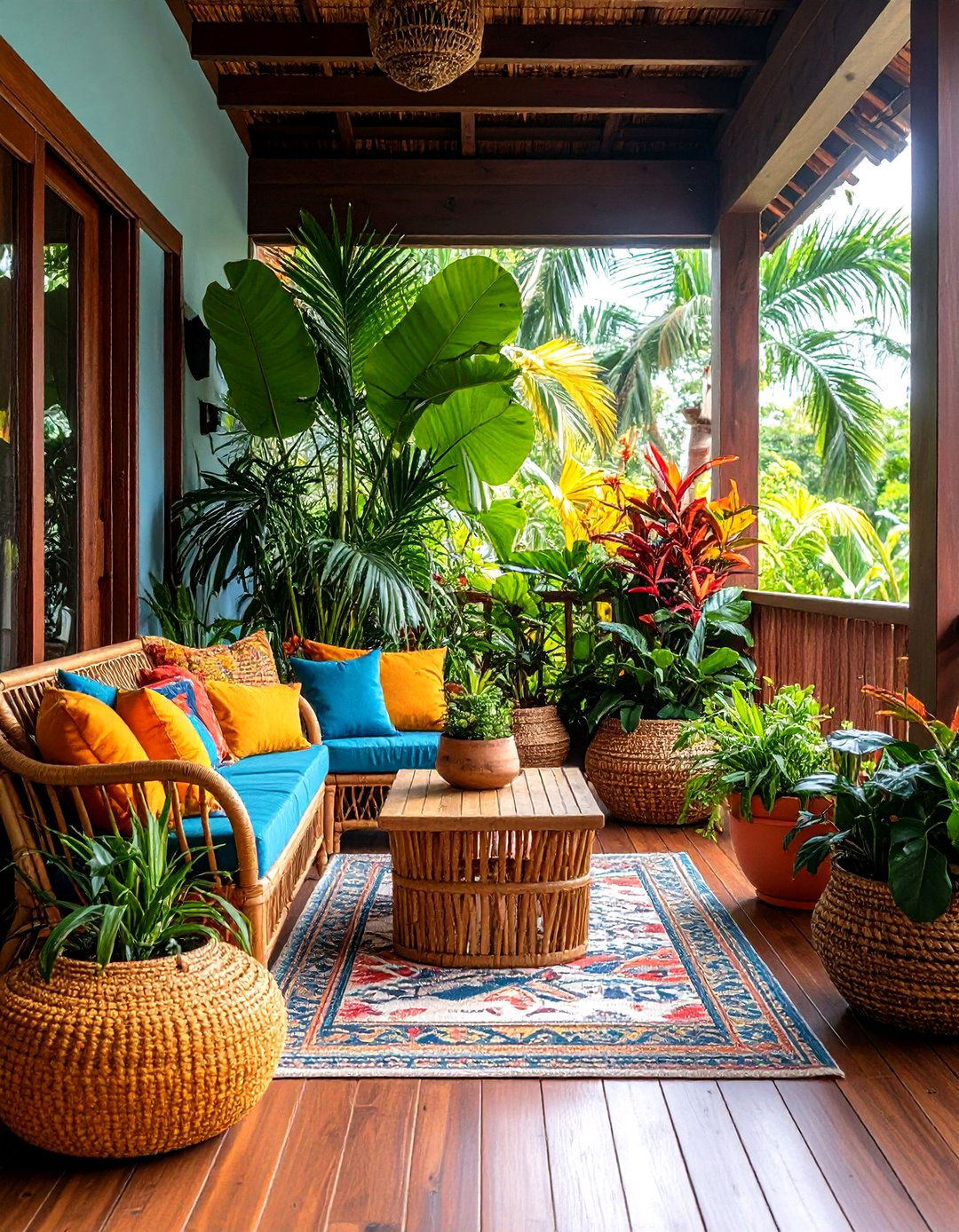 Tropical Paradise Front Porch Retreat - 24 Large Front Porch Ideas