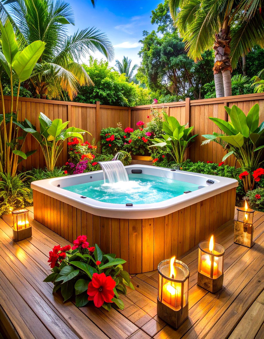 Tropical Paradise Hot Tub Oasis - 24 Hot Tub Landscaping Ideas