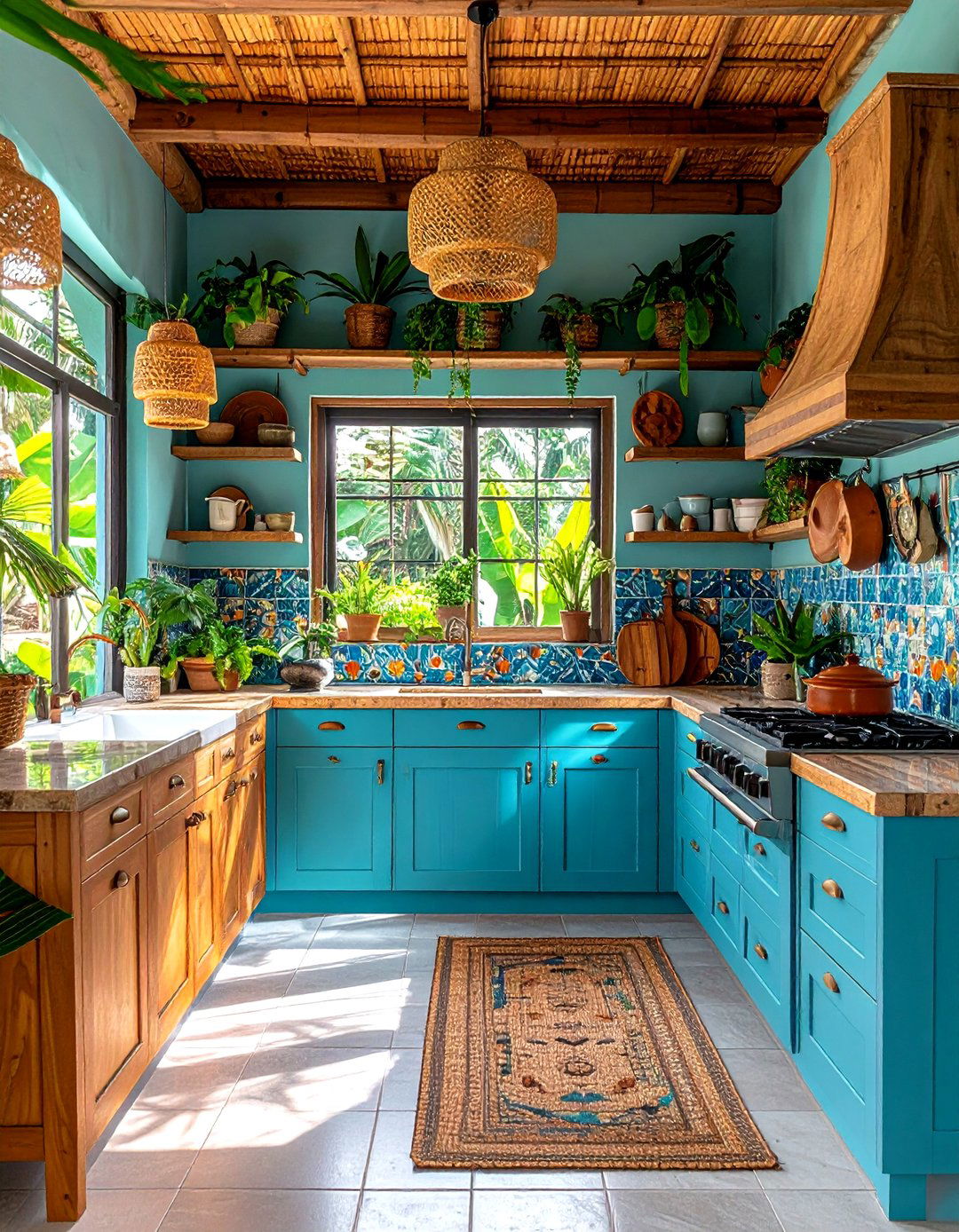 Tropical Paradise Kitchenette with Natural Textures - 24 Kitchenette Ideas