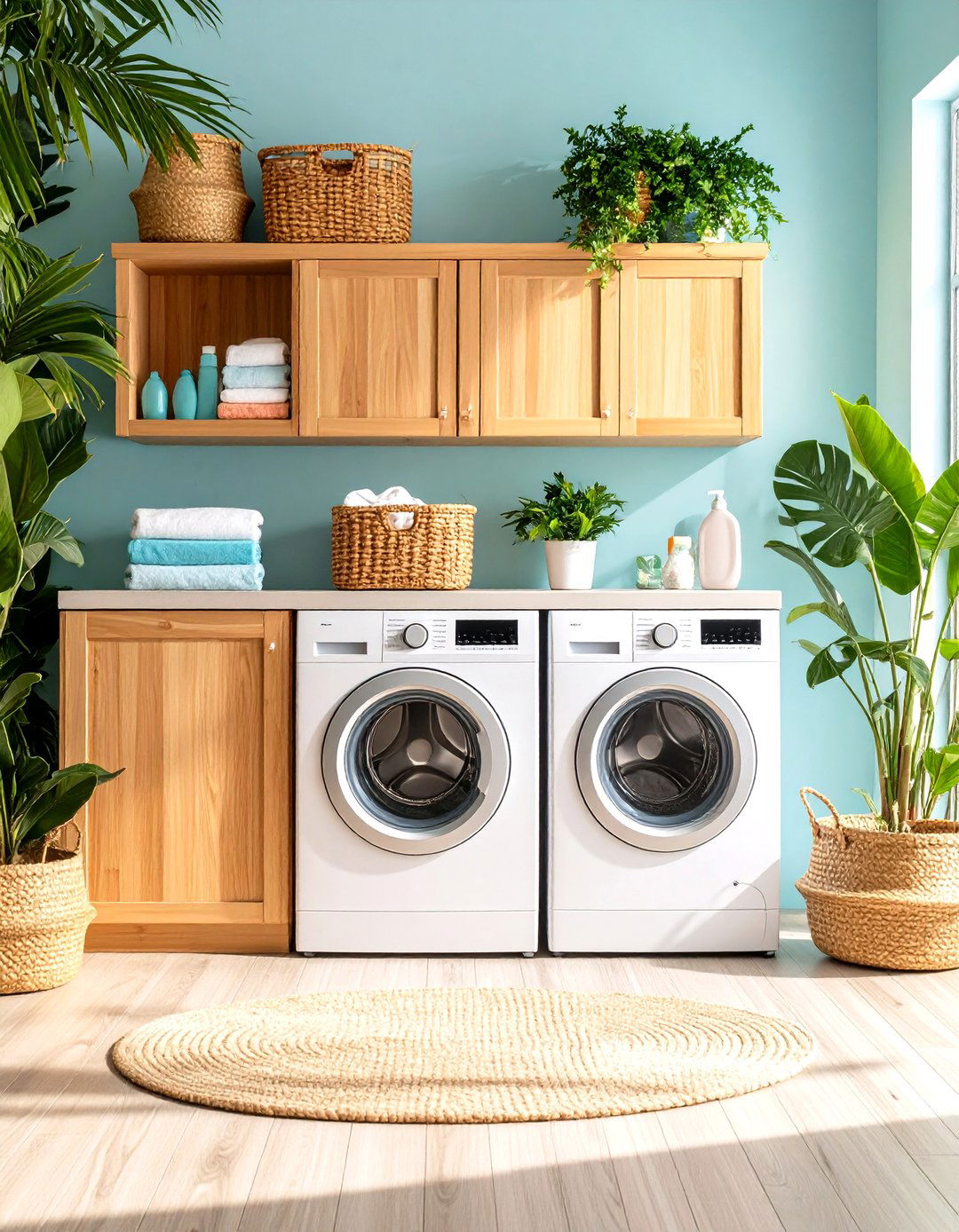 Tropical Paradise Stackable Laundry Oasis - 24 Stackable Laundry Room Ideas