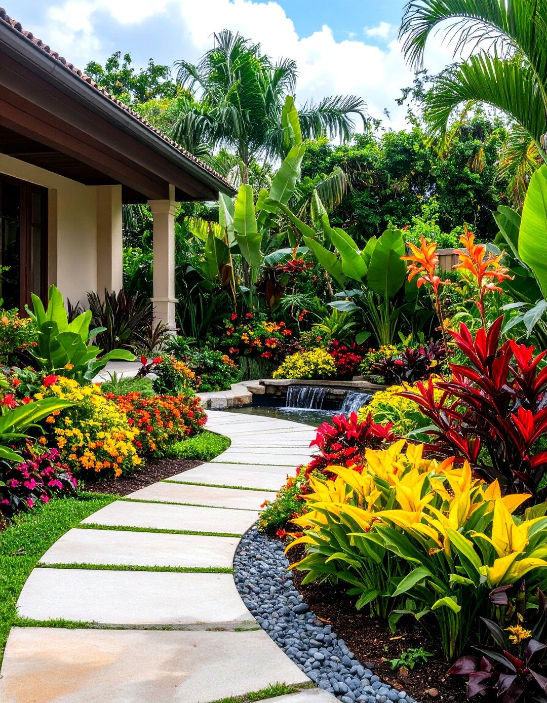 Tropical Paradise Theme Garden - 24 Front Yard Texas Flower Bed Ideas