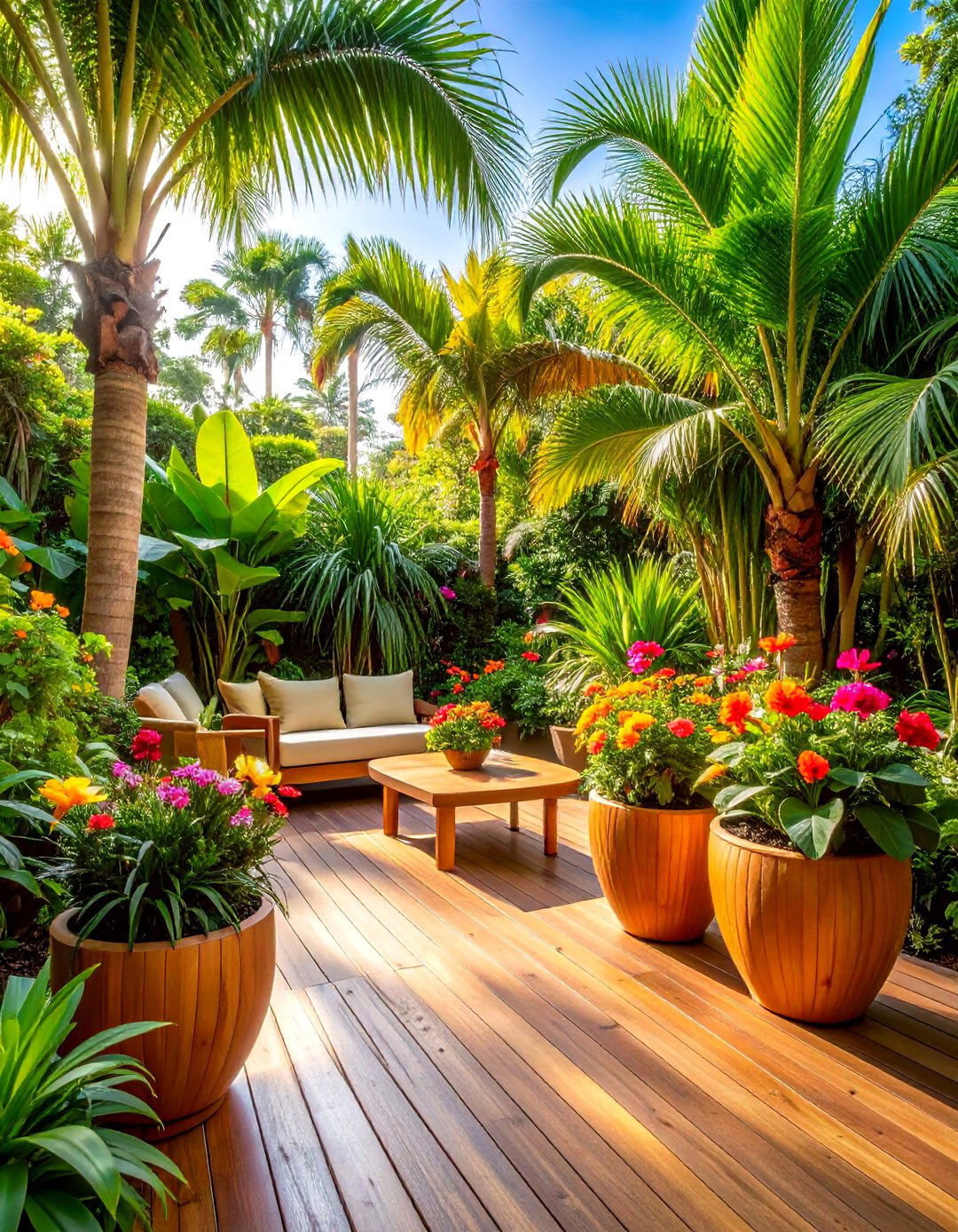 Tropical Paradise Theme Garden - 24 Deck Decorating Ideas With Plant