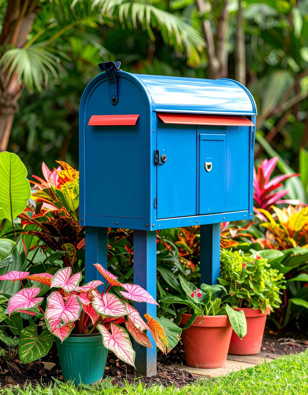 Tropical Paradise with Bold Foliage - 24 Mailbox Decor Ideas