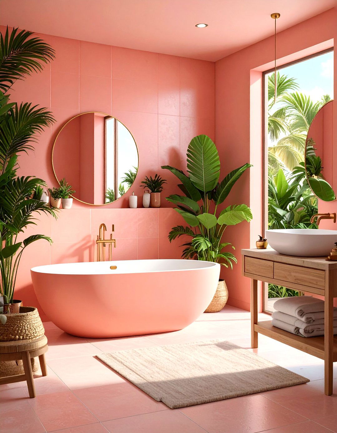 Tropical Pink Paradise Bathroom - 24 Pink Tile Bathroom Ideas