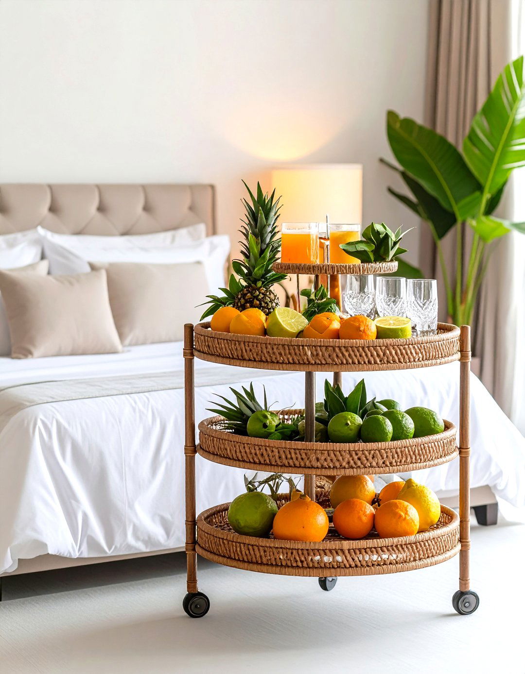 Tropical Resort Rattan Bar Cart - 24 rattan bedroom furniture ideas