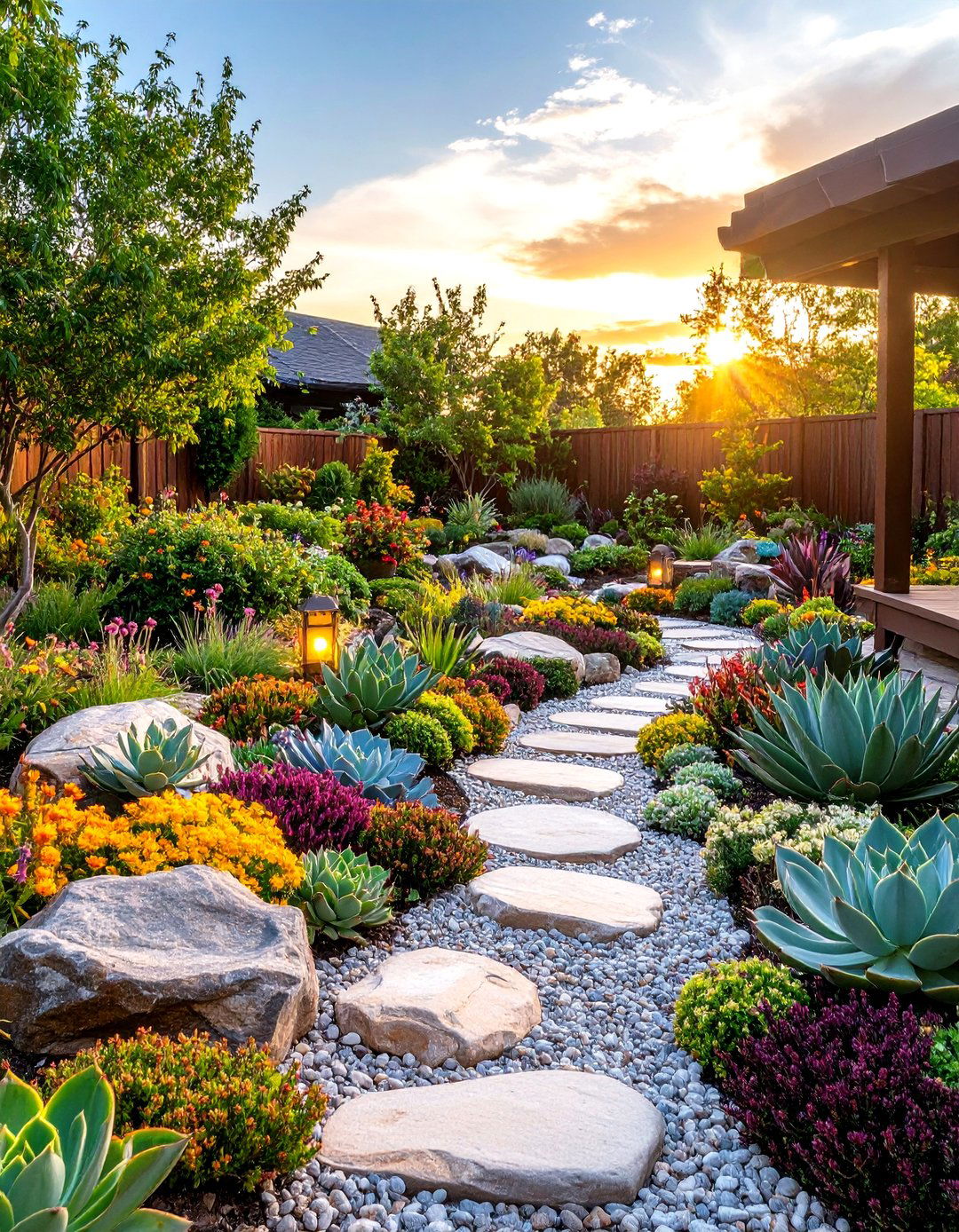 Tropical Rock Garden with Succulents - 24 Tropical Backyard Ideas