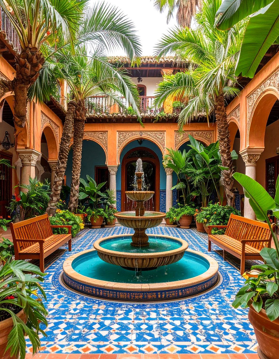 Tropical Spanish Courtyard Oasis - 24 Spanish Courtyard Ideas