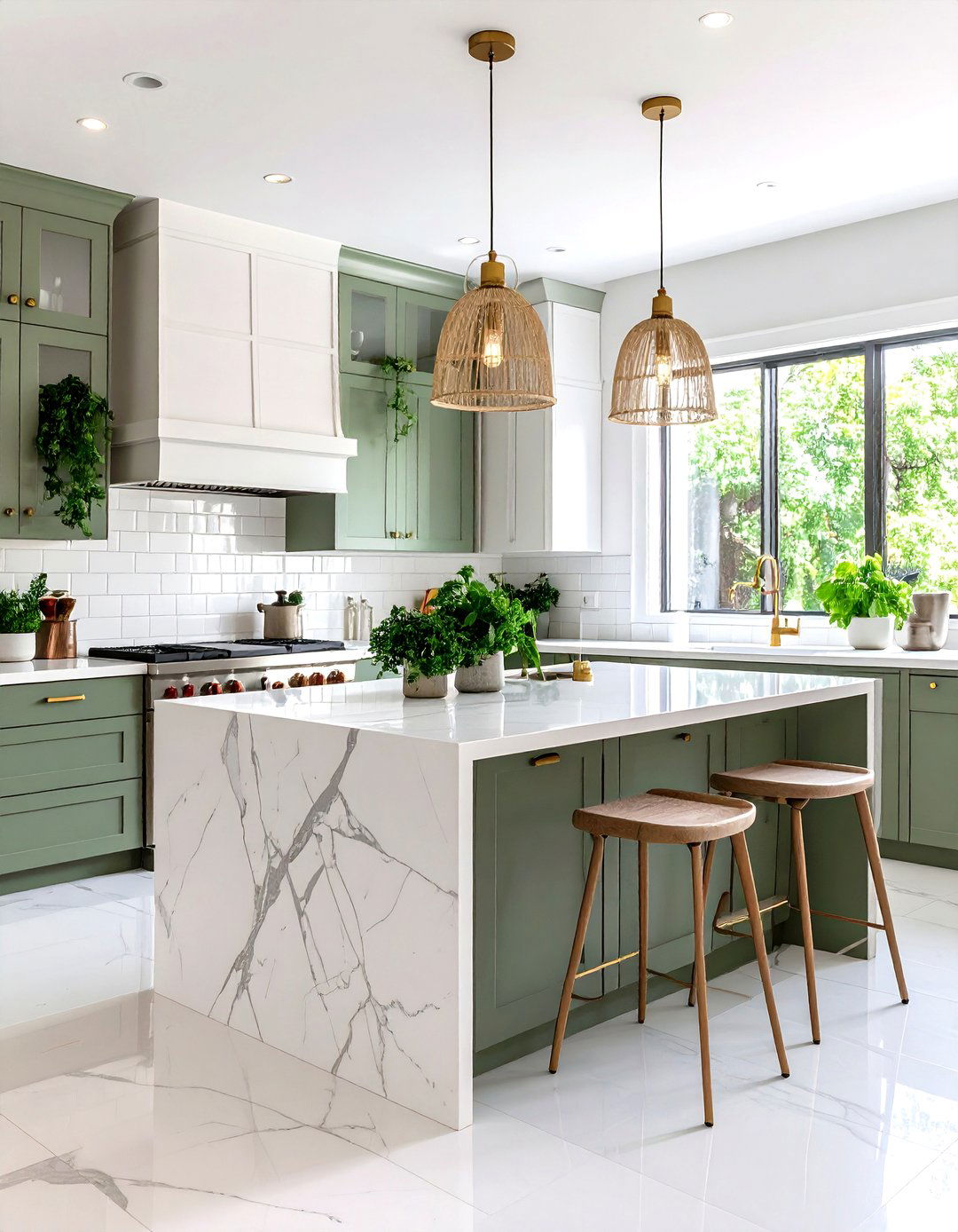 Tropical Subway Tile Backsplash with Vertical Installation - 24 Tropical Kitchen Ideas