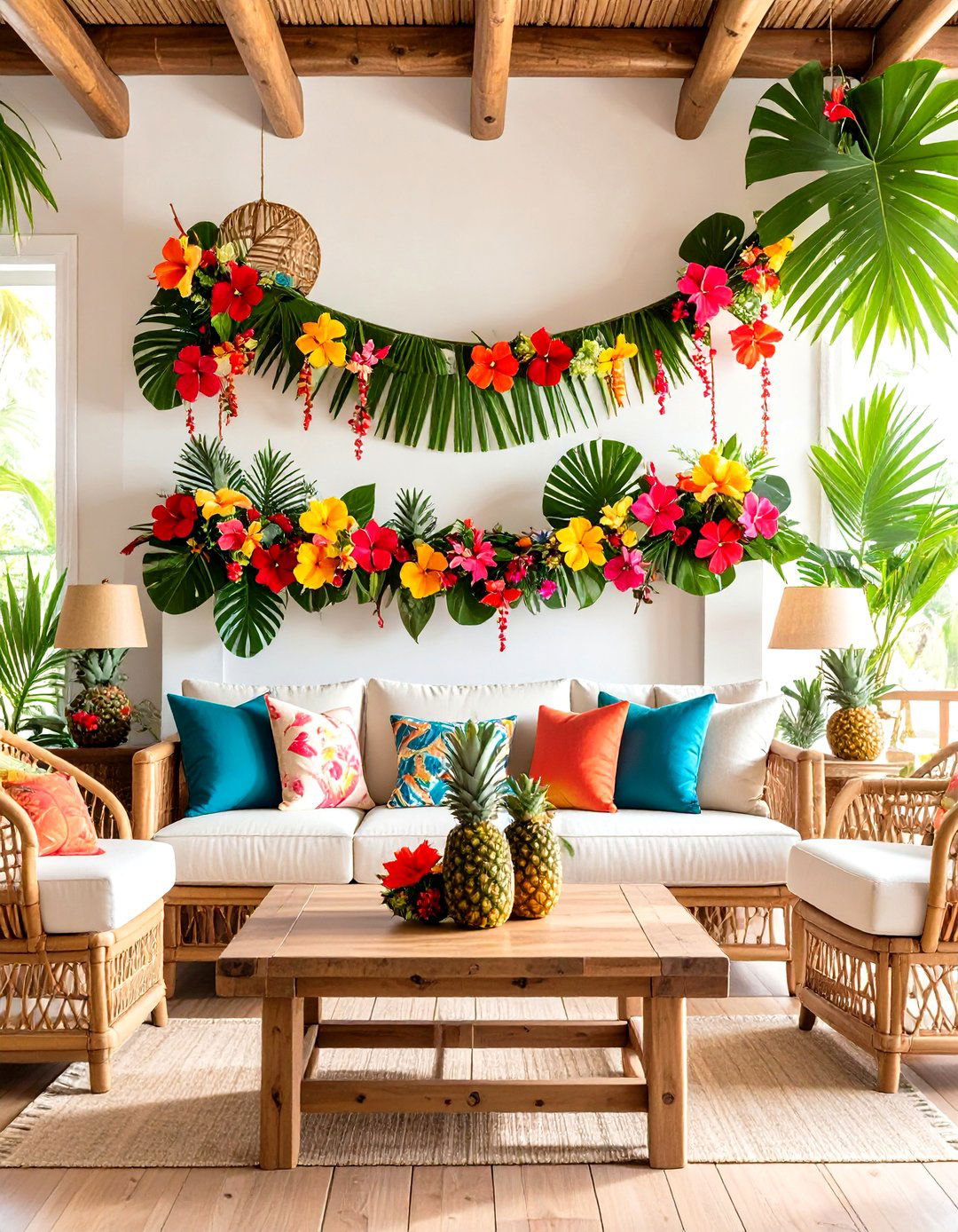 Tropical Summer Paradise Garland - 24 Mantel Garland Ideas