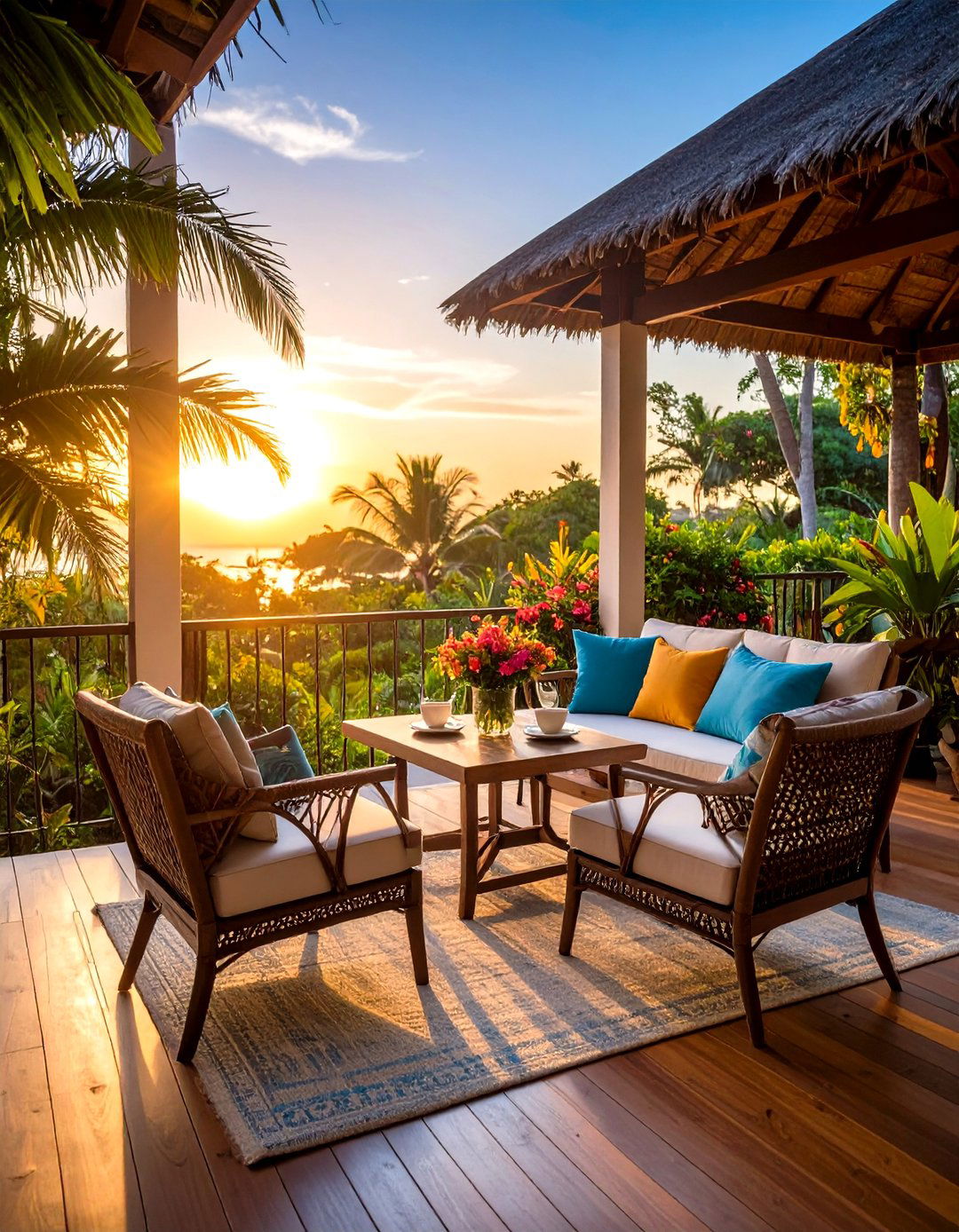 Tropical Sunrise Breakfast Nook - 24 Tropical Backyard Ideas