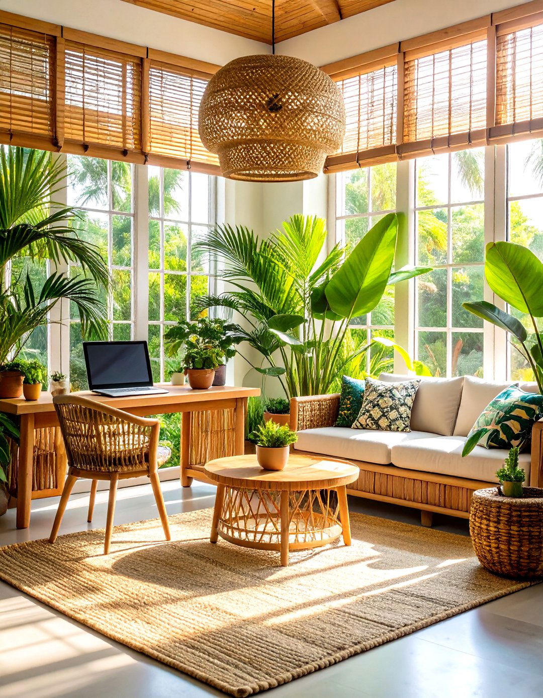Tropical Sunroom Office Paradise - 24 Sunroom Office Ideas