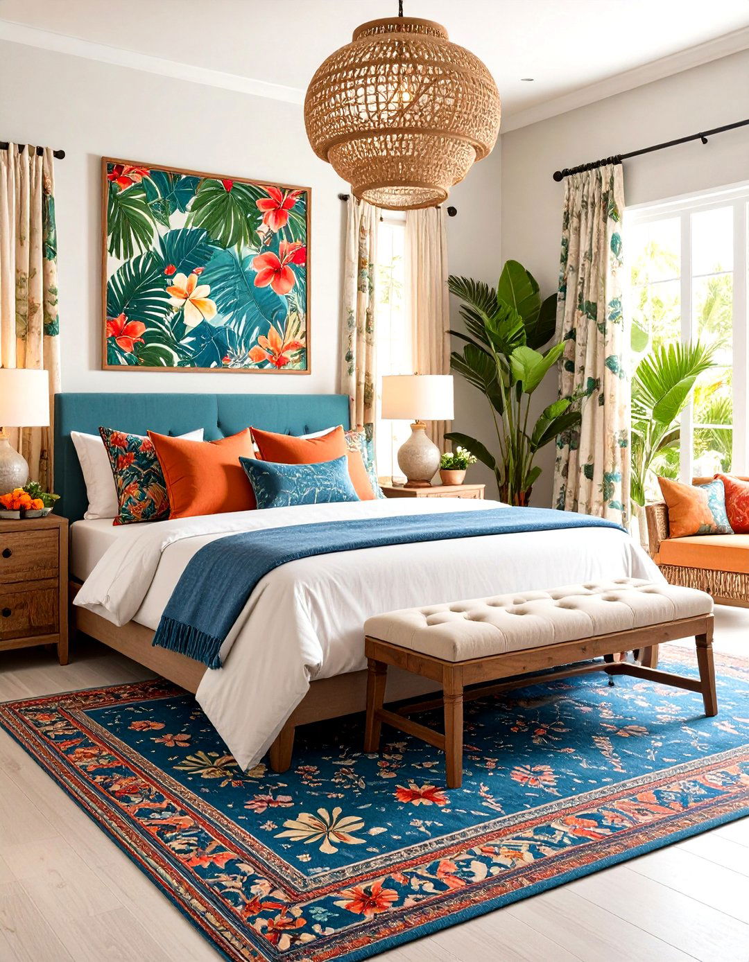 Tropical Textile Tapestry Bedroom - 24 Tropical Bedroom Ideas
