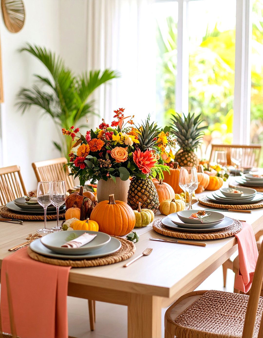 Tropical Thanksgiving Table Setting - 24 Thanksgiving Table Settings