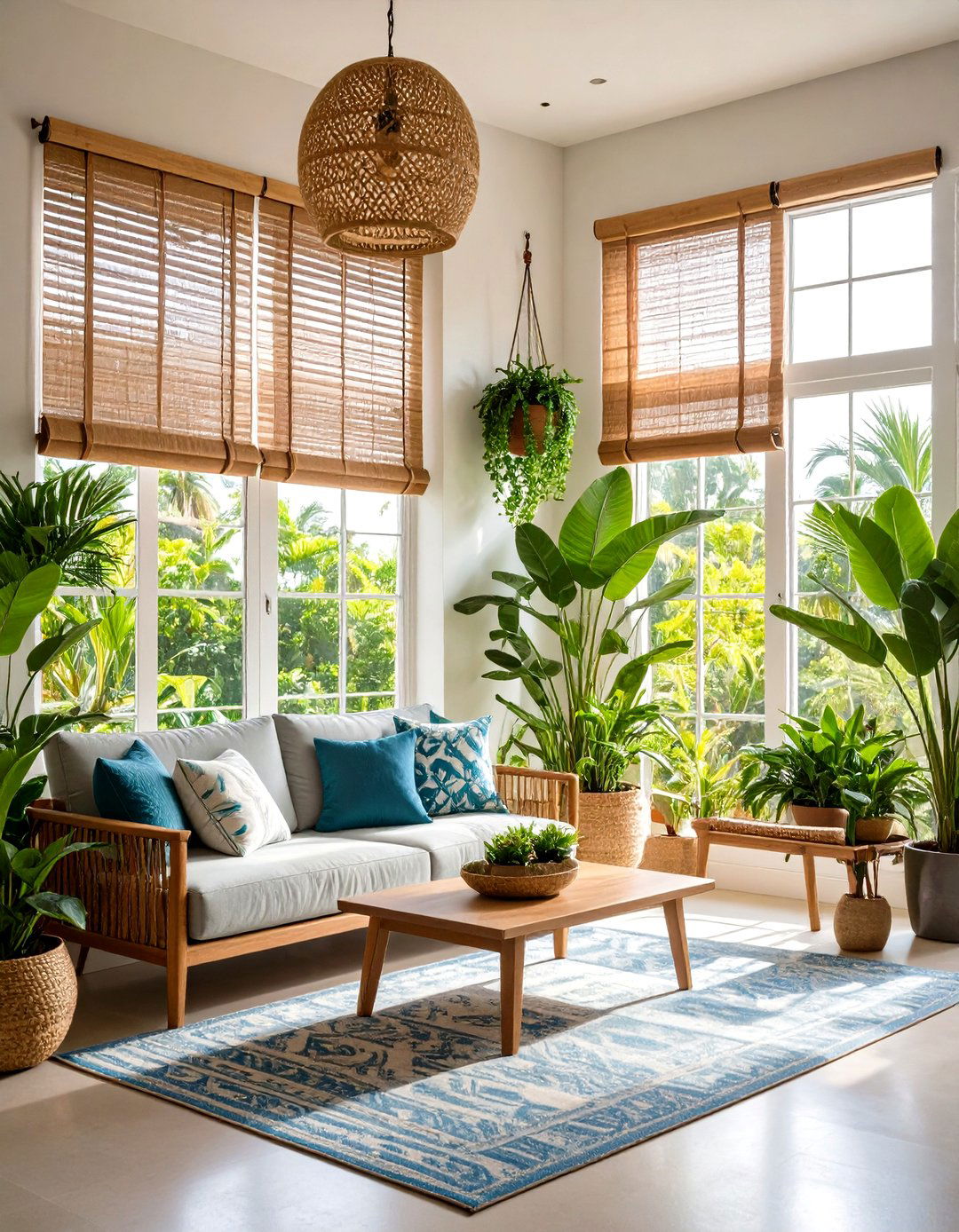 Tropical Window Treatment Design - 24 Tropical Living Room Ideas