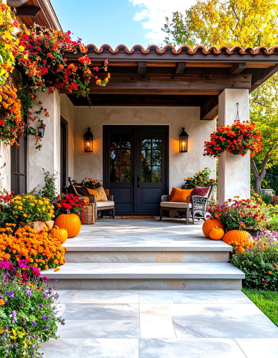 Troweled Texture Artistic Porch Finish - 24 Concrete Porch Ideas