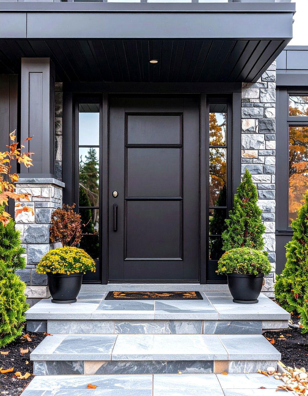 True Black Modern Stained Front Door - 24 Stained Front Door Ideas