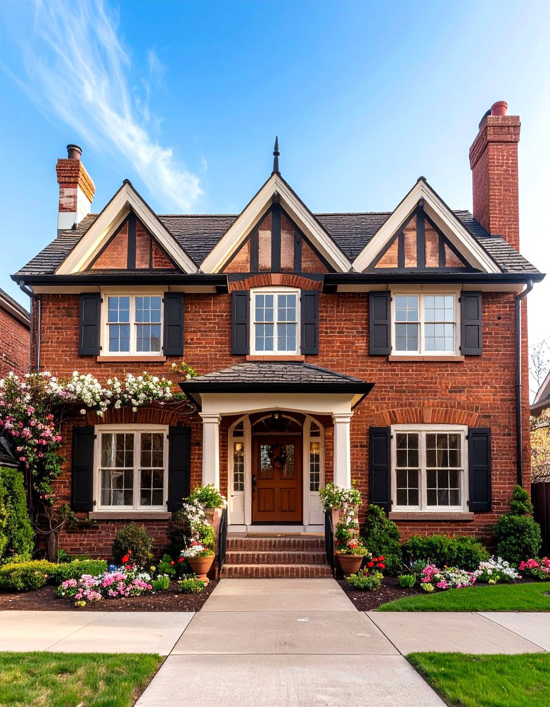 Tudor Revival Brown Brick Character - 24 Brown Brick Exterior Home Ideas