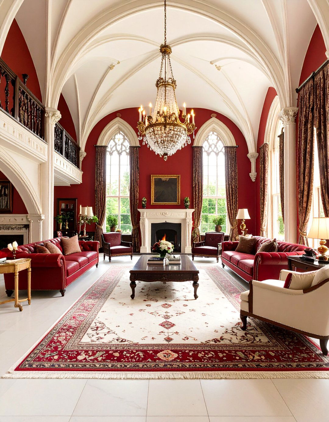 Tudor Royal Red Living Room - 24 Royal Living Room Design Ideas