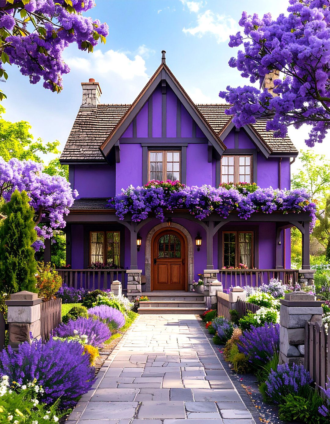 Tudor Style Amethyst Charm - 24 Purple House Exterior Ideas