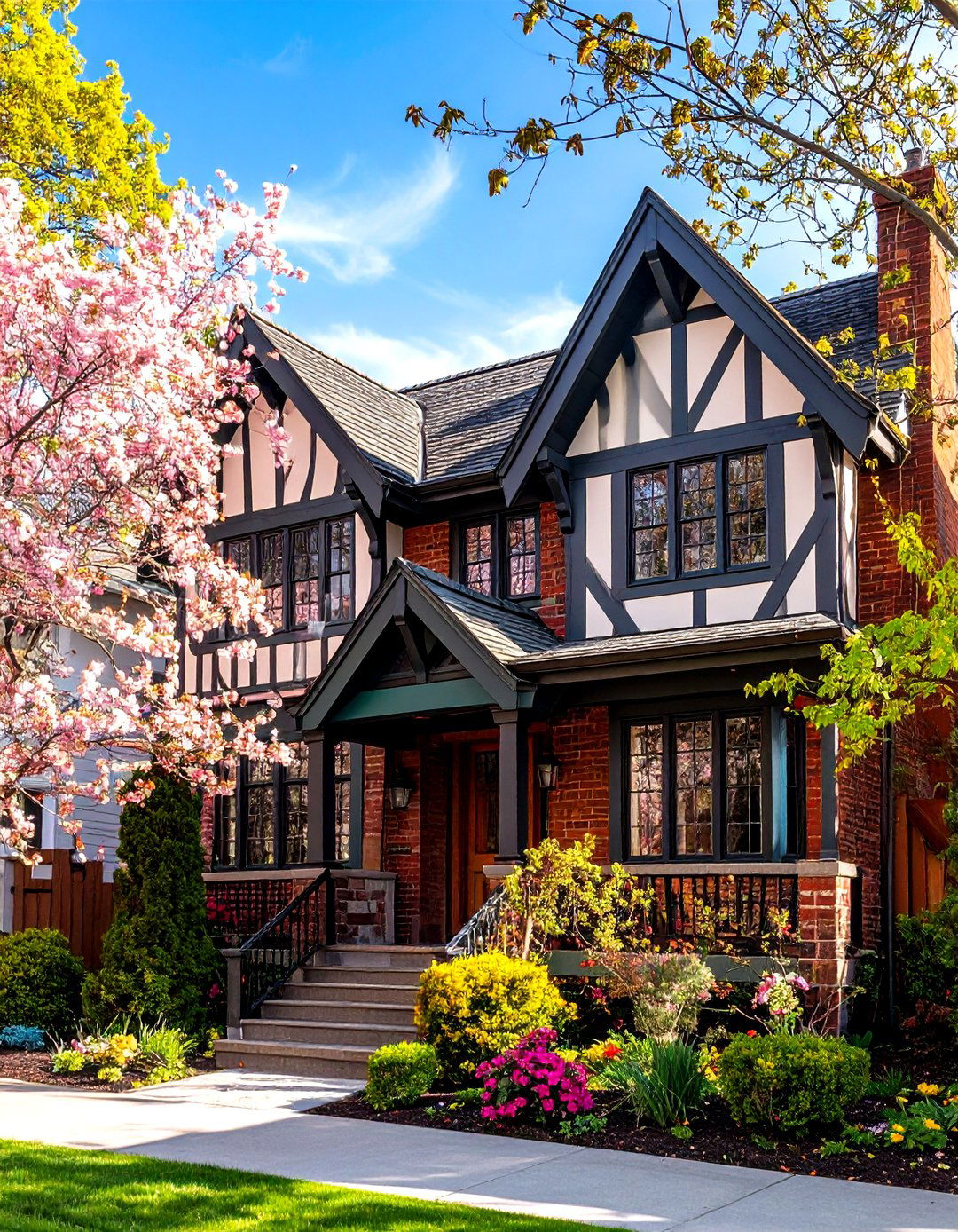 Tudor Teal Half Timber Accents - 24 Teal House Exterior Ideas