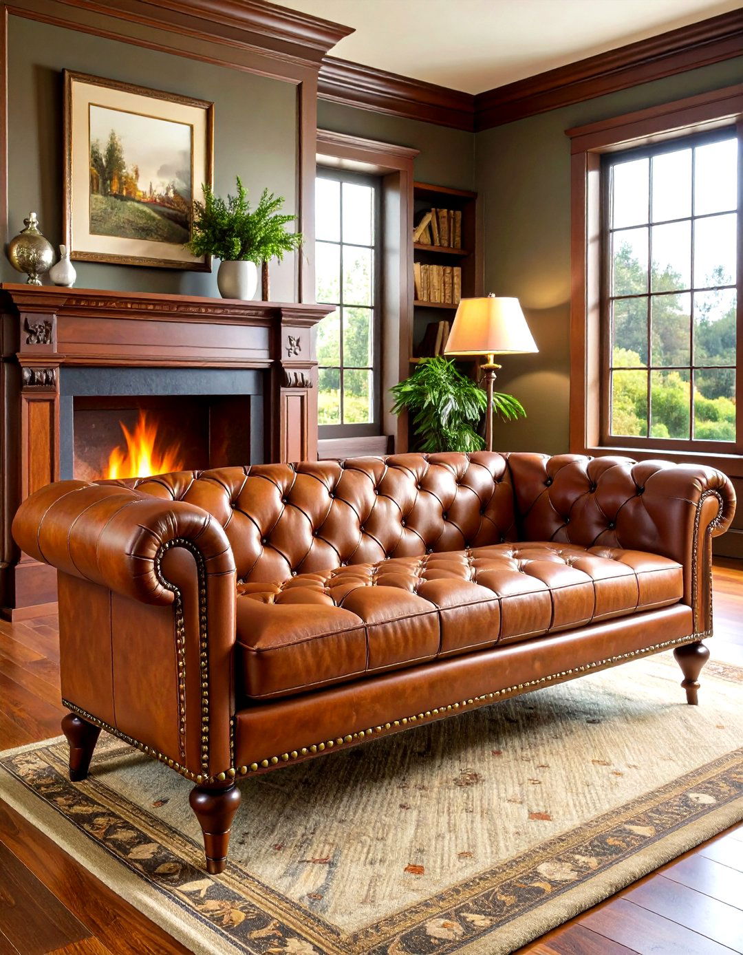 Tufted Leather Fireplace Bench - 24 Fireplace Bench Ideas