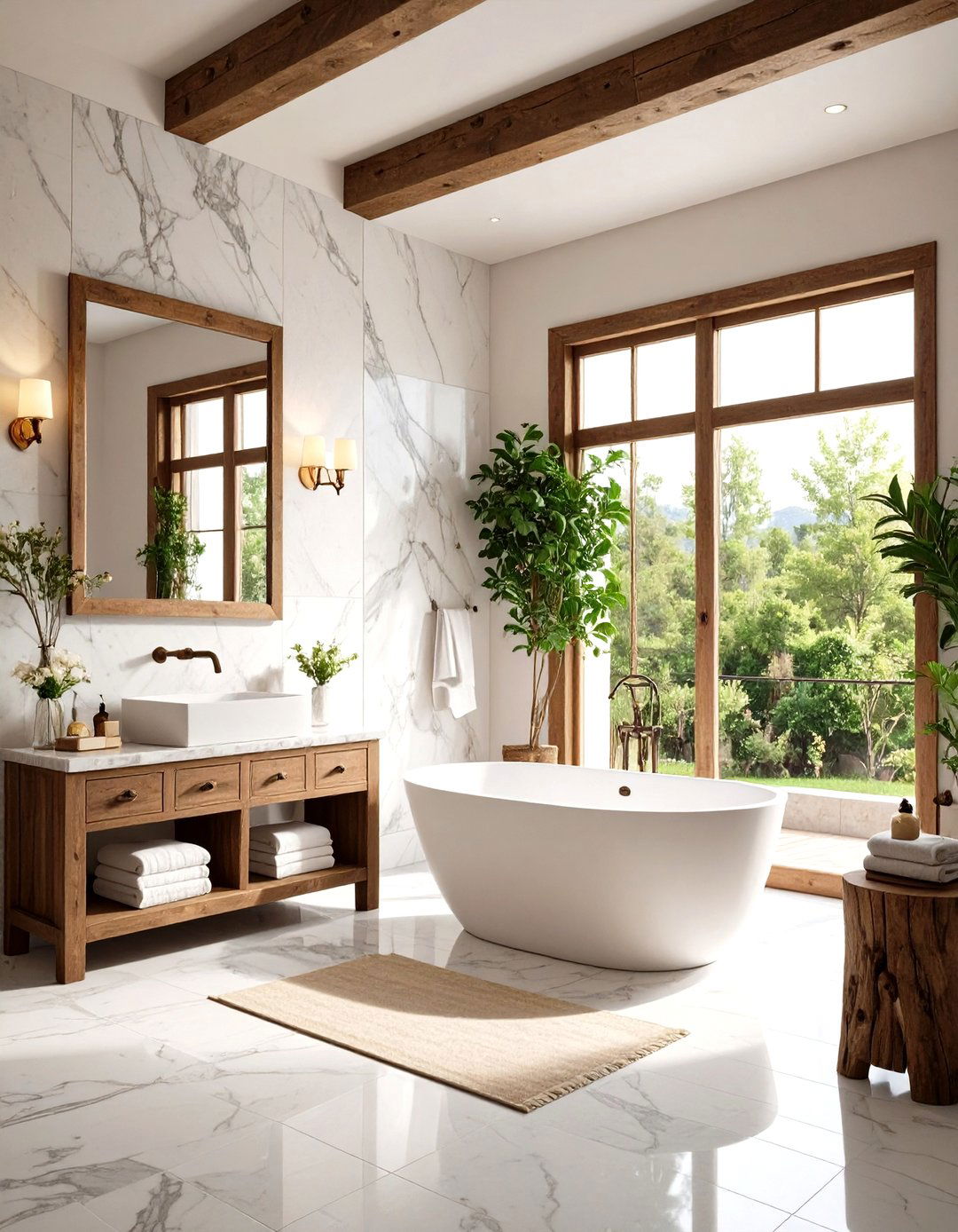 Tumbled Marble Rustic Bathroom Charm - 24 Marble Bathroom Ideas