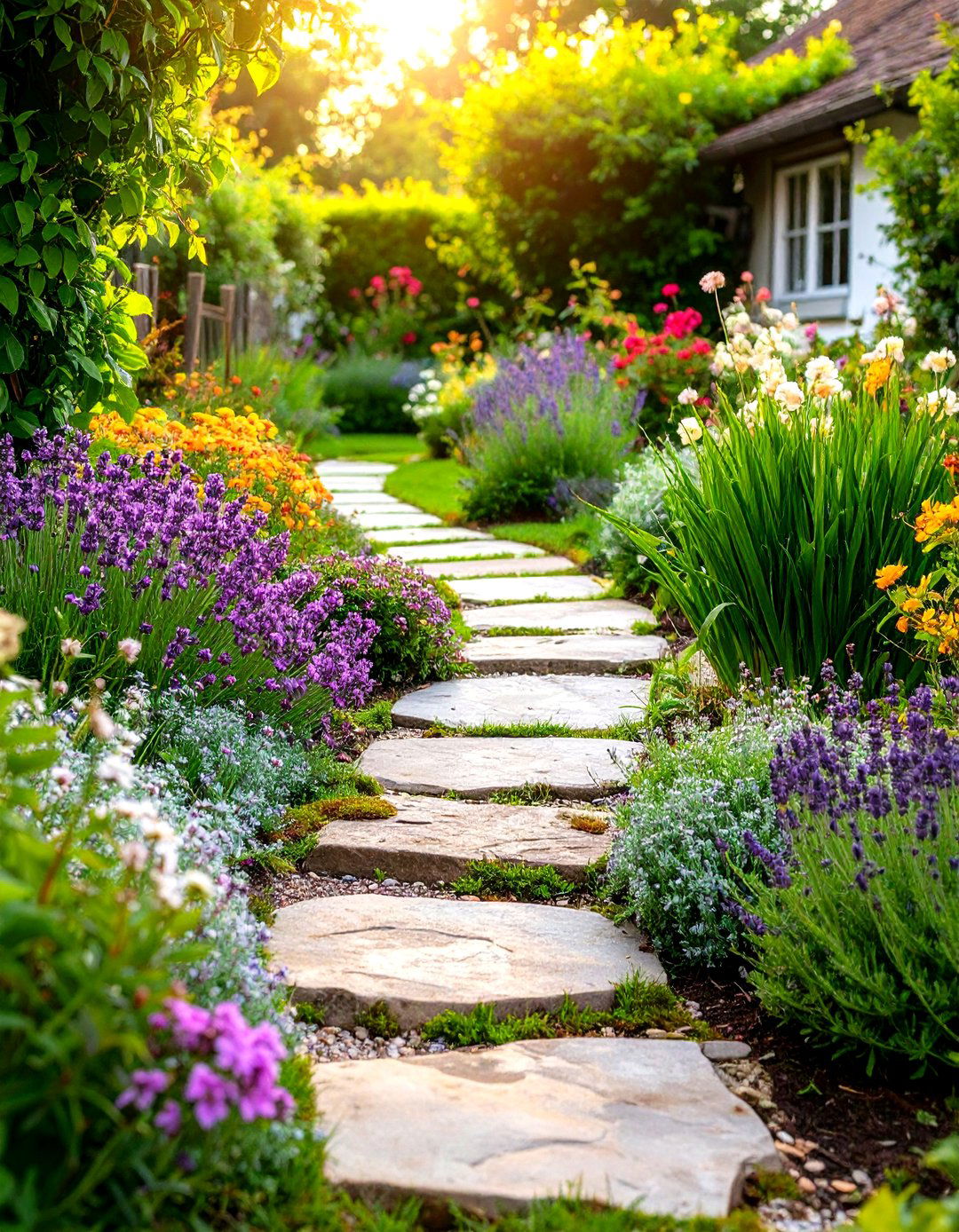Tumbled Stone Cottage Pathways - 24 Stone Walkway Ideas