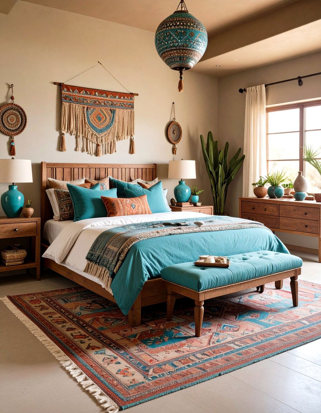 Turquoise Accent Bedroom - 24 Western Bedroom Ideas