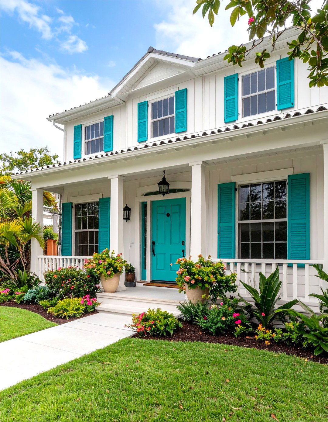 Turquoise Accent Features - 24 Blue Exterior House Colors