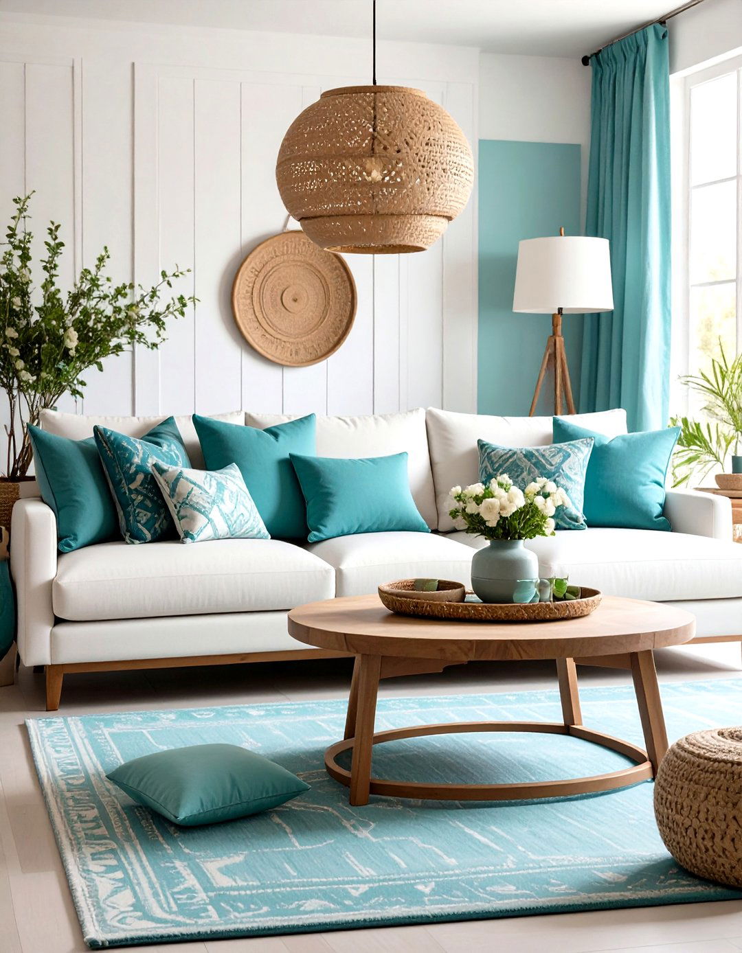 Turquoise Accent Living Room - 24 Southwest Living Room Ideas