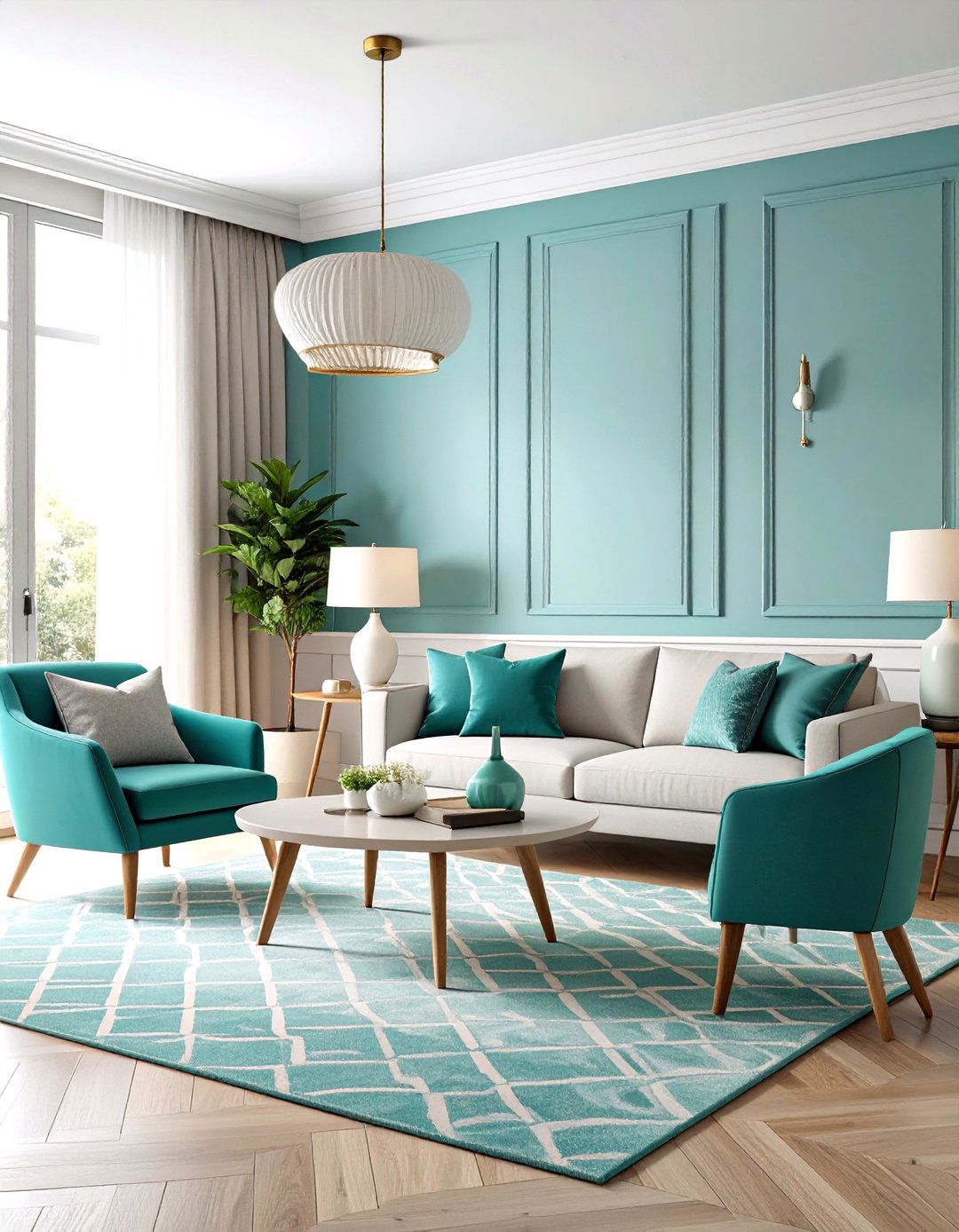 Turquoise Accent Living Room - 24 Southwestern Living Room Ideas