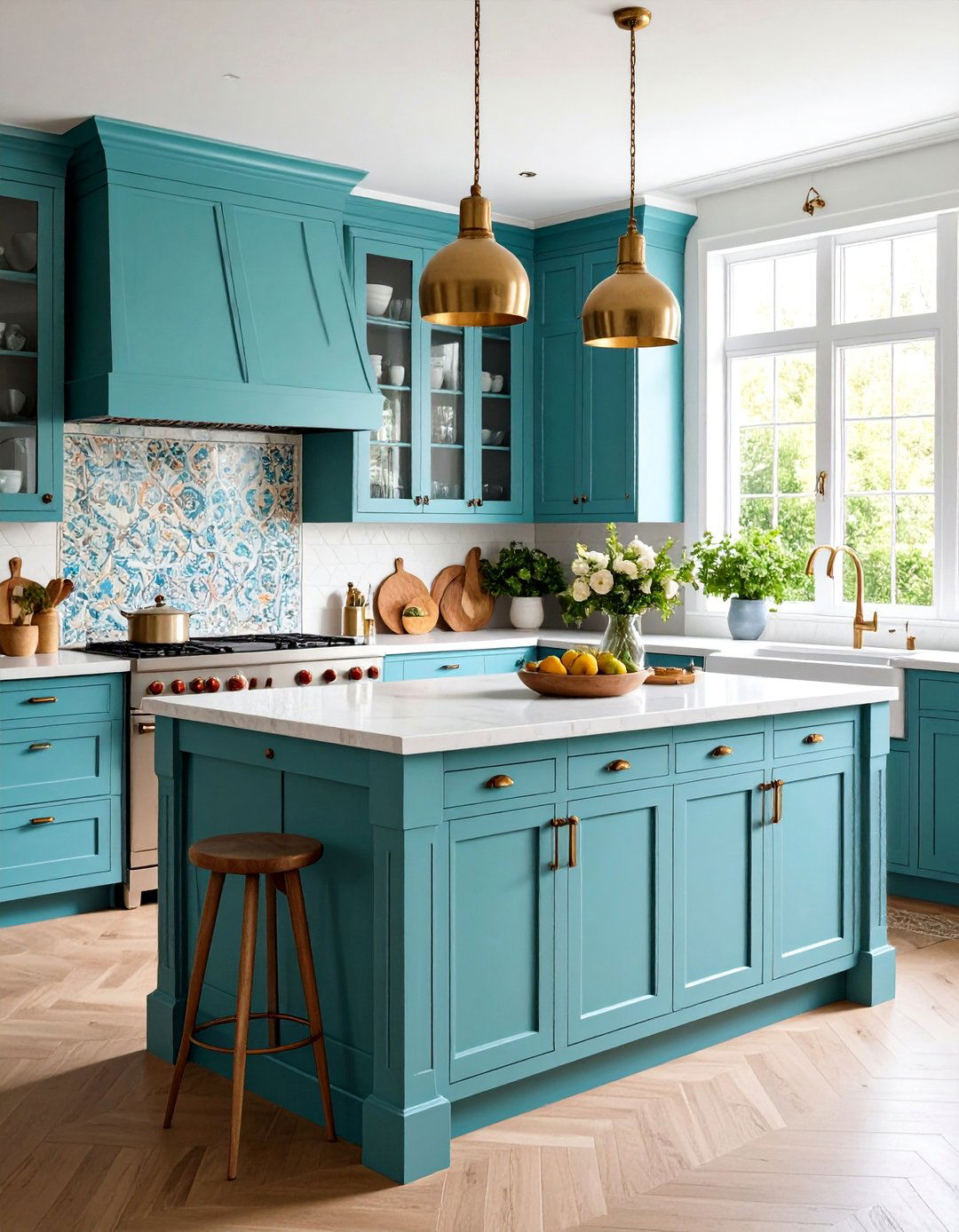 Turquoise Blue Bohemian Island with Artistic Elements