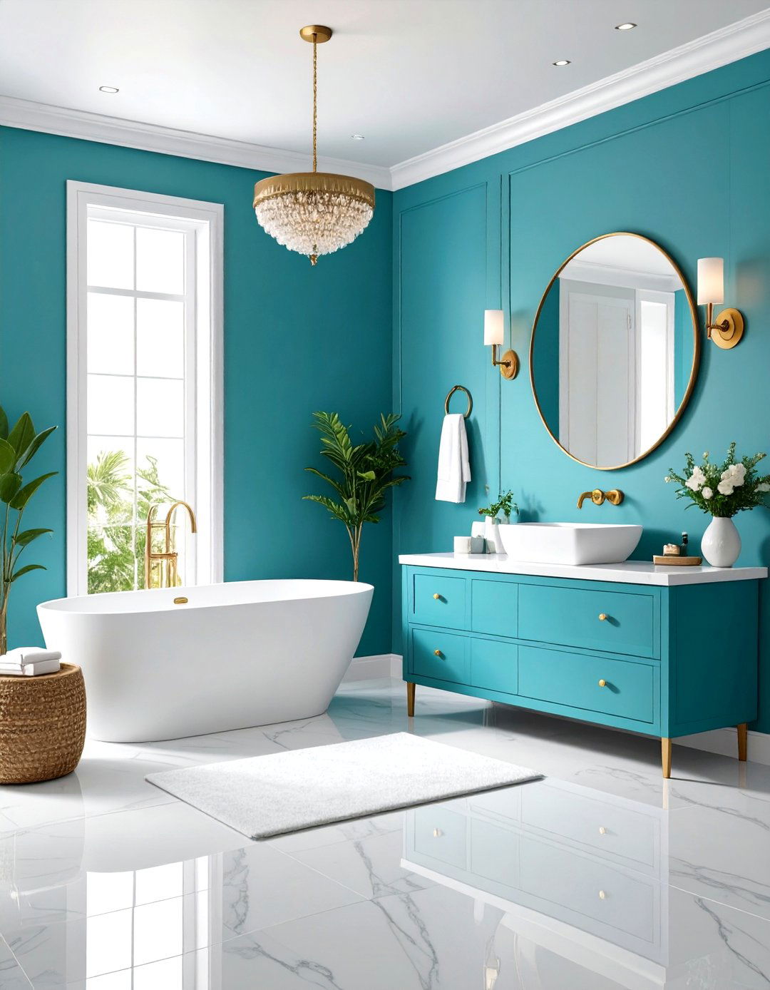Turquoise Blue Ocean Depths - 24 Tropical Bathroom Ideas