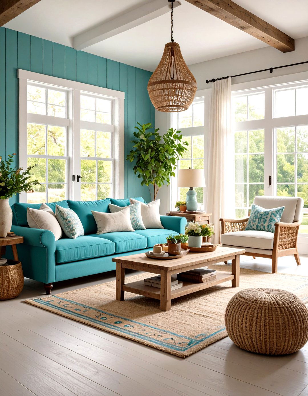Turquoise Farmhouse Living Room Design - 24 Turquoise Living Room Ideas