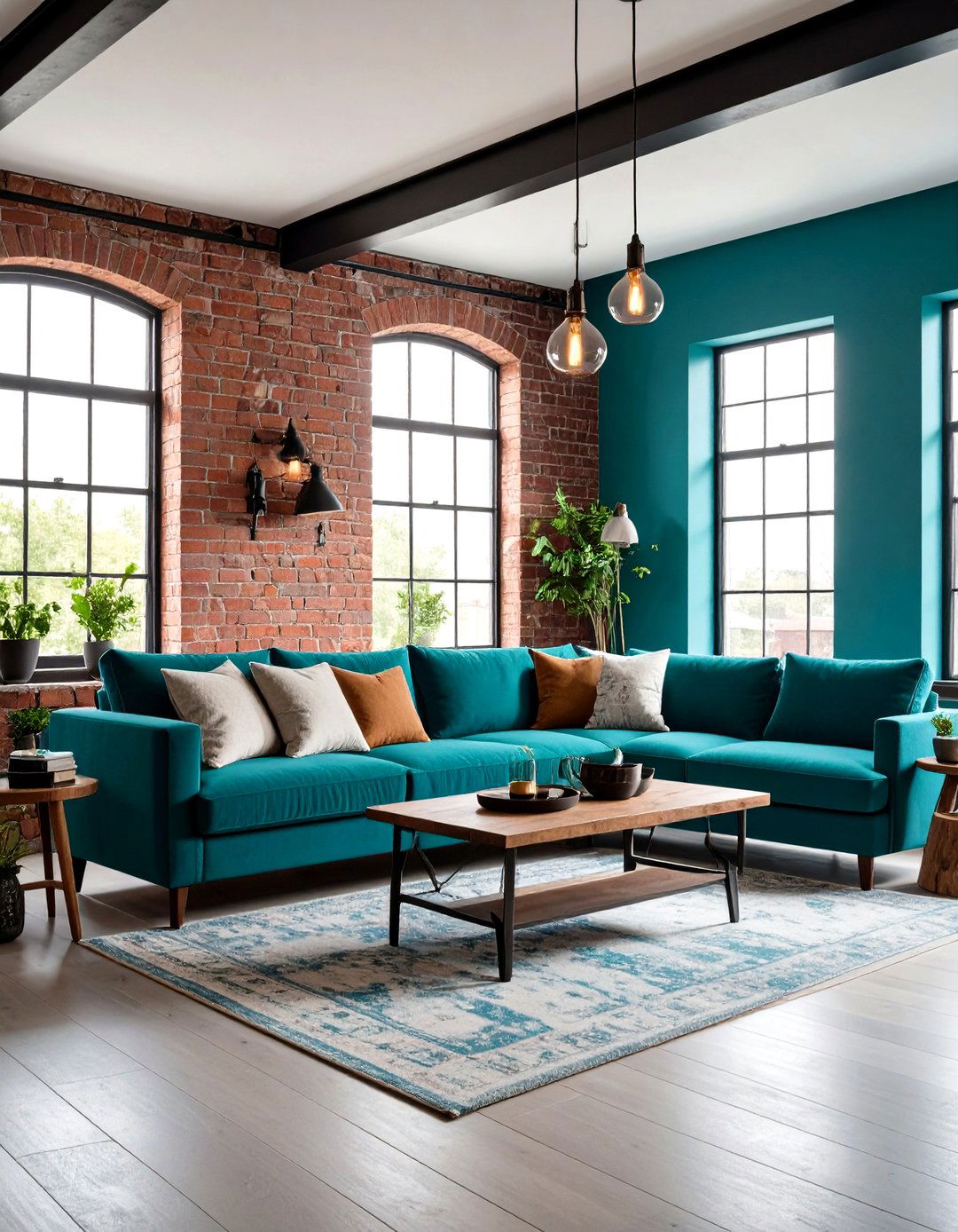 Turquoise Industrial Living Room Style - 24 Turquoise Living Room Ideas