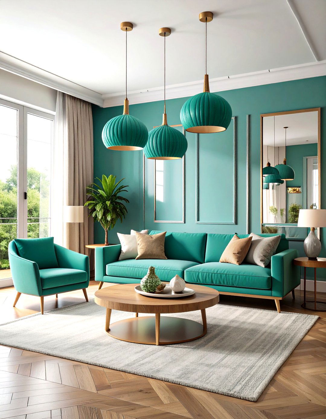 Turquoise Statement Lighting Living Room - 24 Turquoise Living Room Ideas