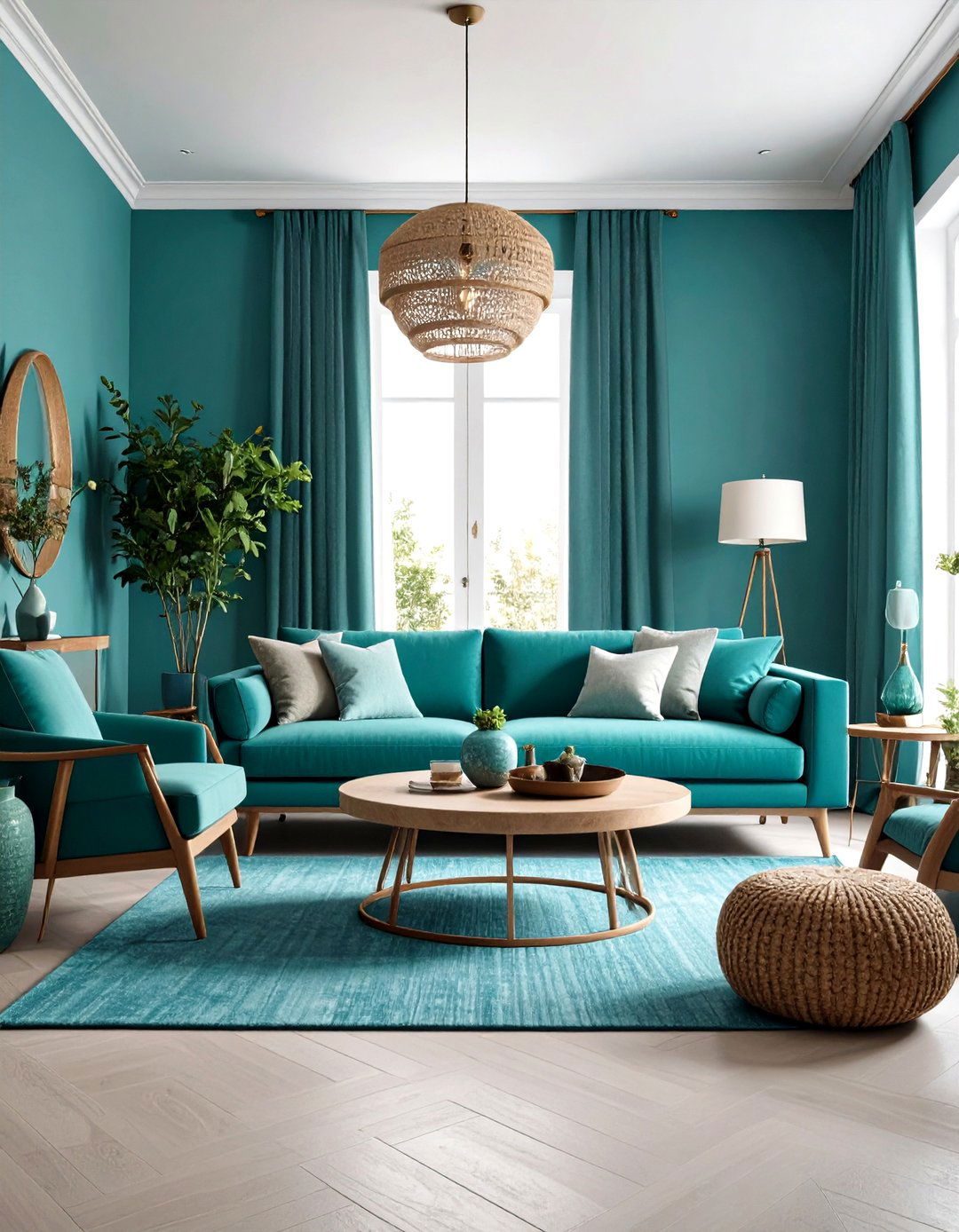 Turquoise Textural Living Room Design - 24 Turquoise Living Room Ideas