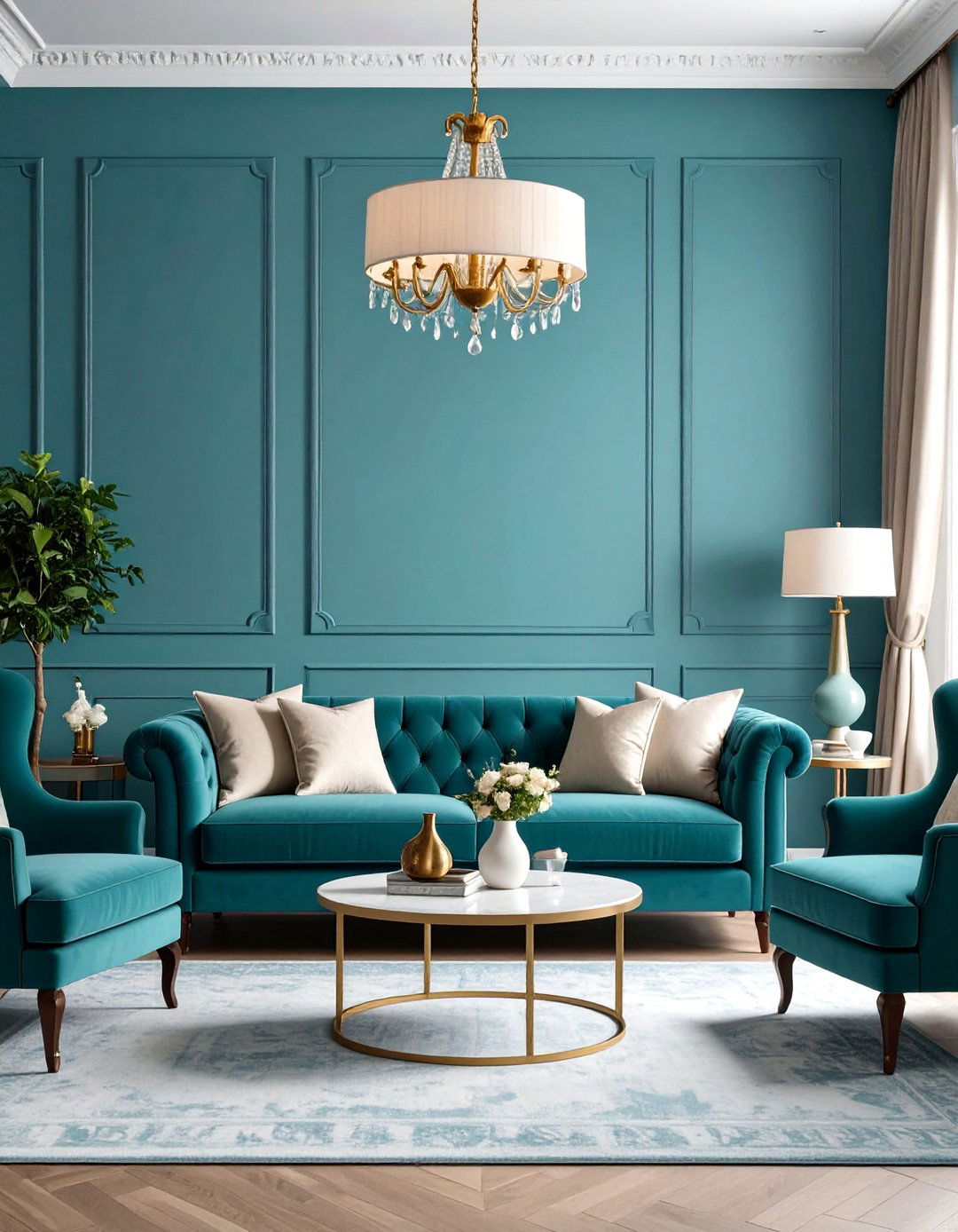 Turquoise Traditional Living Room Style - 24 Turquoise Living Room Ideas
