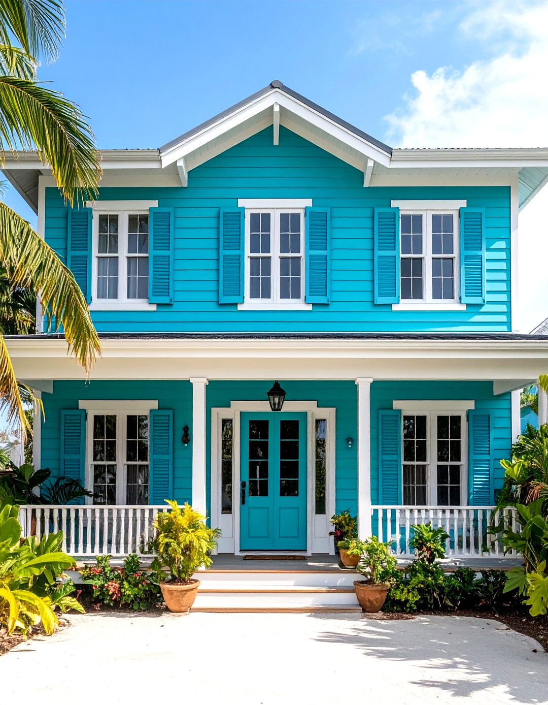 Turquoise Tropical Exterior Design - 24 Exterior House Colors & Inspiration