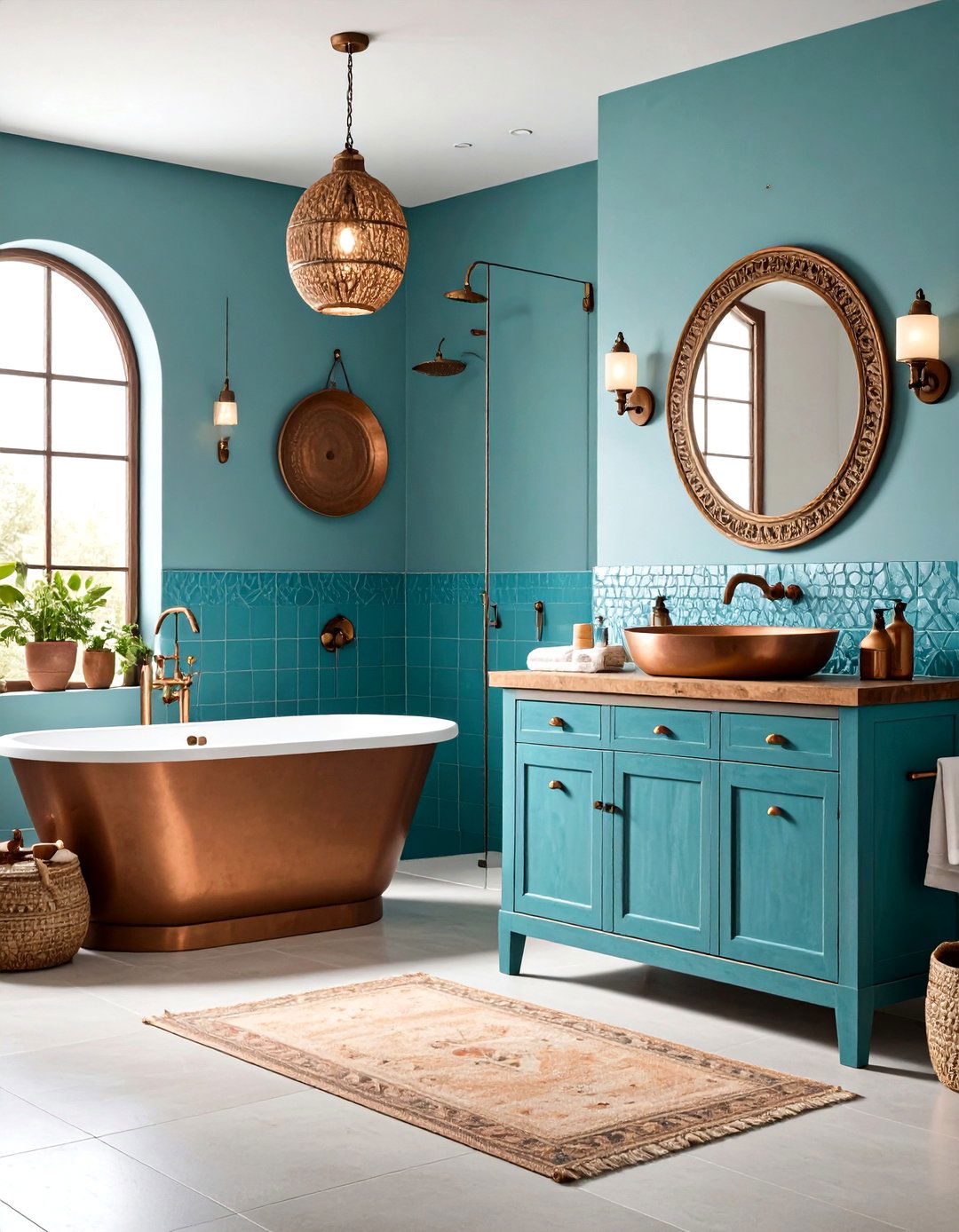 Turquoise and Copper Bathroom Retreat - 24 Western Decor Ideas
