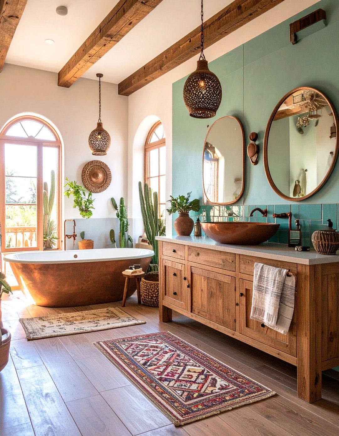 Turquoise and Copper Bathroom Retreat - 24 Southwestern Decor Ideas