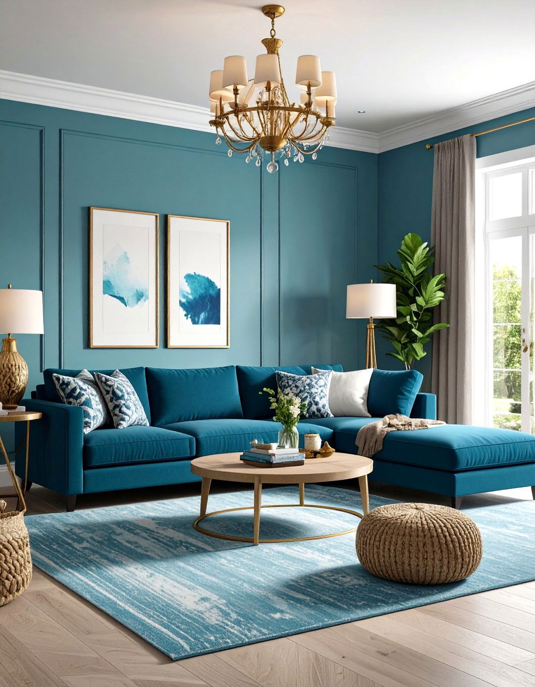 Turquoise and Navy Living Room Scheme - 24 Turquoise Living Room Ideas