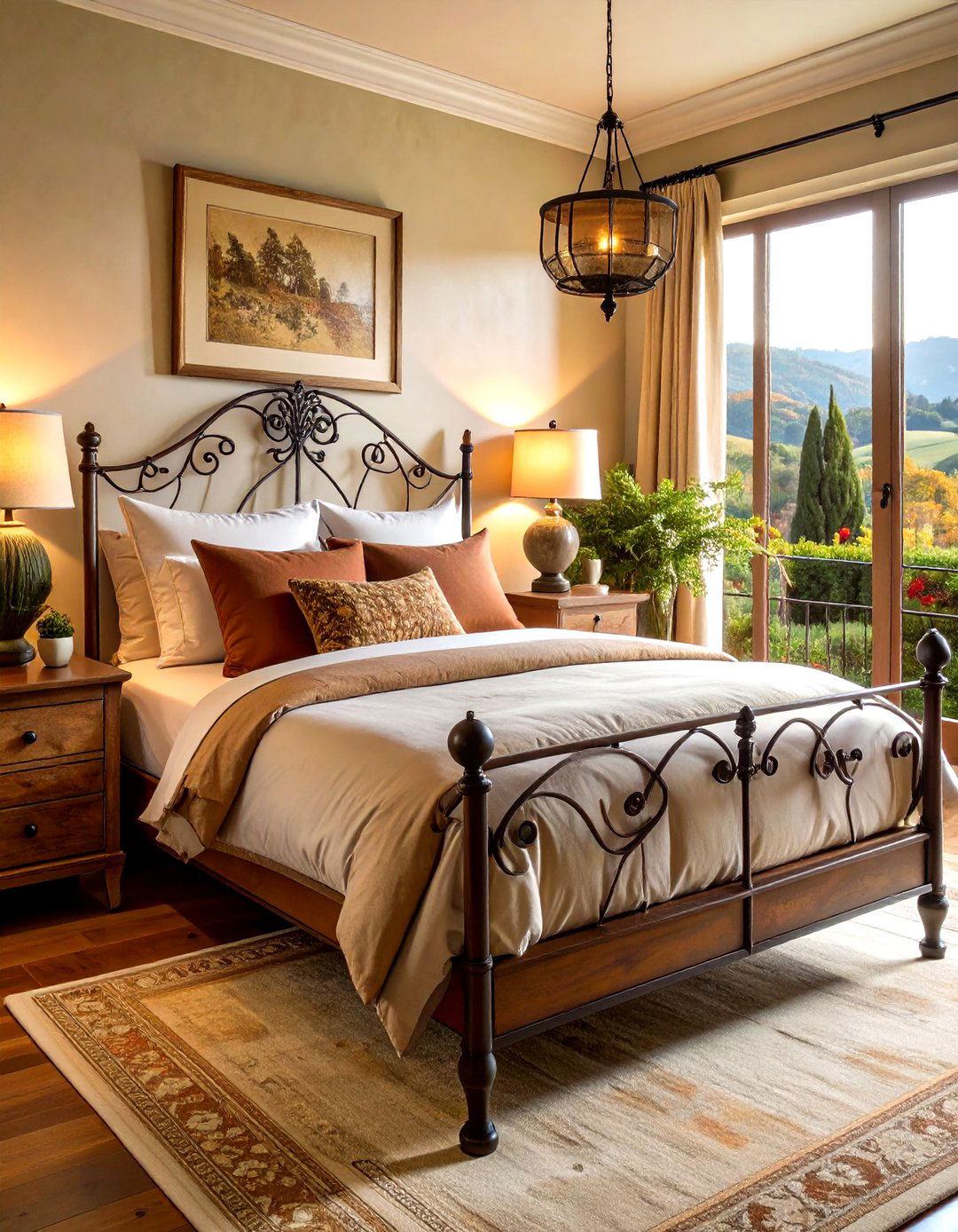 Tuscan Bedroom Retreat with Wrought Iron - 24 Tuscan Interior Design Ideas