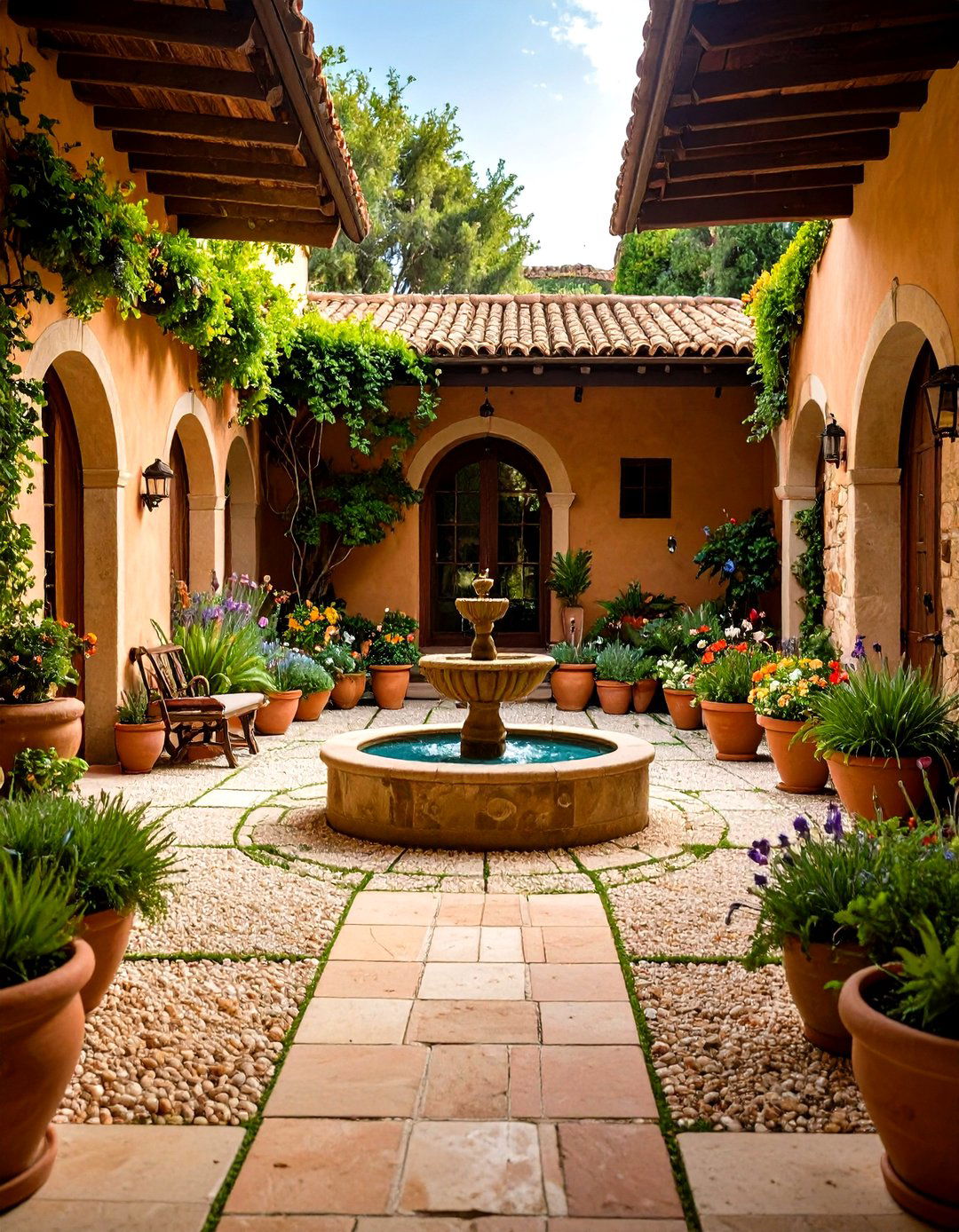 Tuscan Courtyard Garden - 24 Mediterranean Garden Ideas
